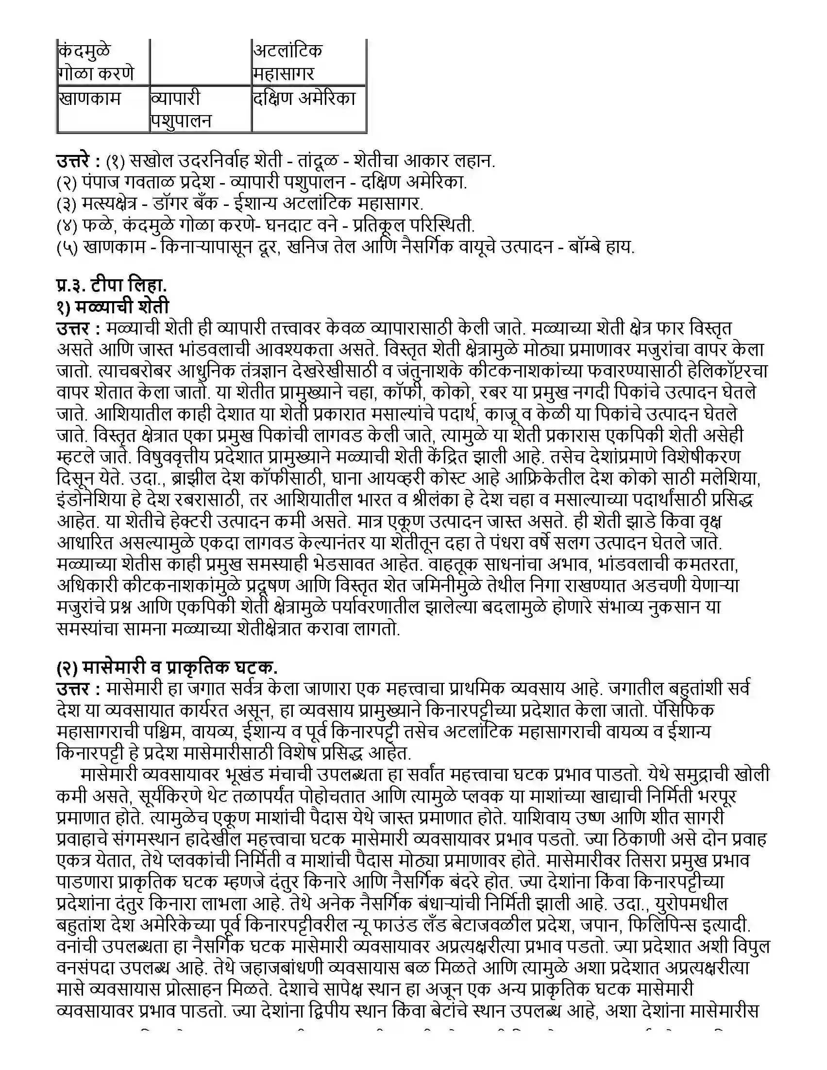 Maharashtra Board Class 12th भूगोल प्राथमिक आर्थिक क्रिया Revision Note 2