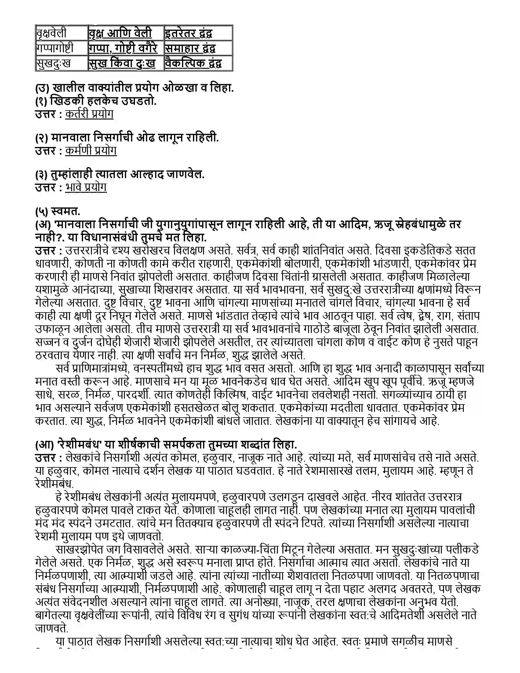 Maharashtra Board Class 12th मराठी भाग - २ रेशीमबंध - डॉ. यू. म. पठाण Revision Note 3