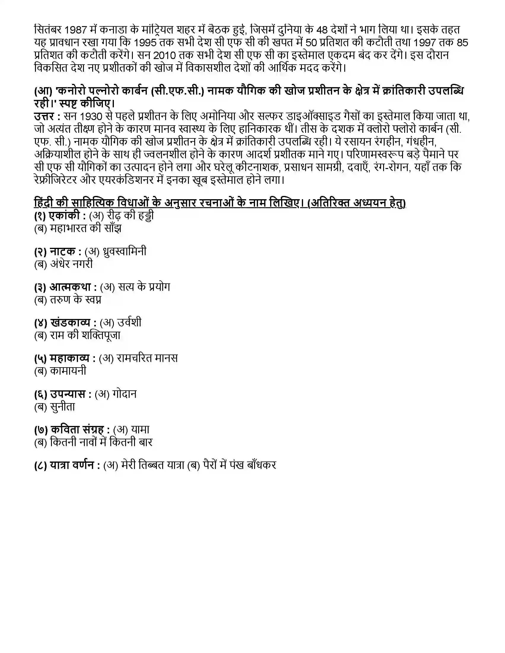 Maharashtra Board Class 12th हिंदी ओजोन विघटन का संकट Revision Note 2