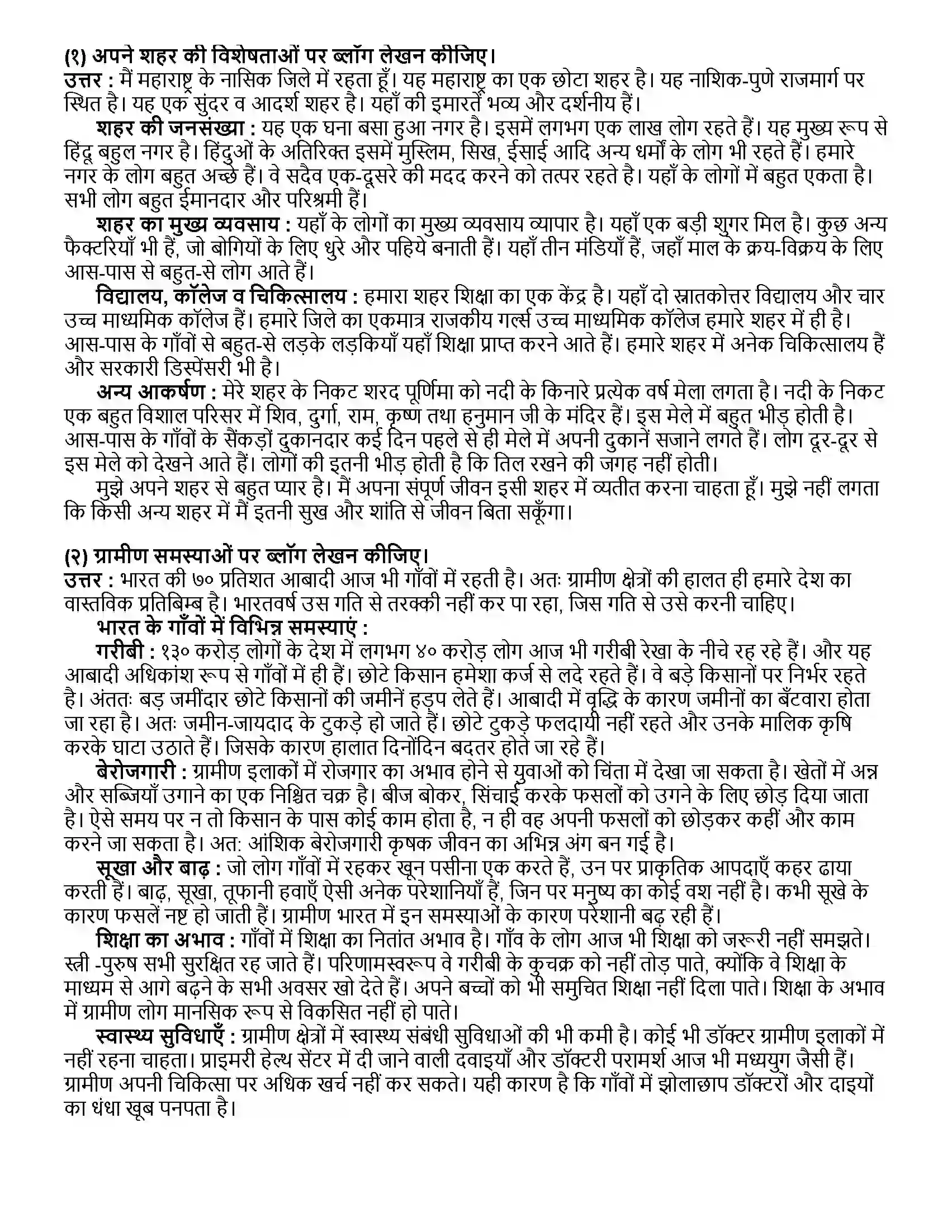 Maharashtra Board Class 12th हिंदी ब्लॉग लेखन Revision Note 2