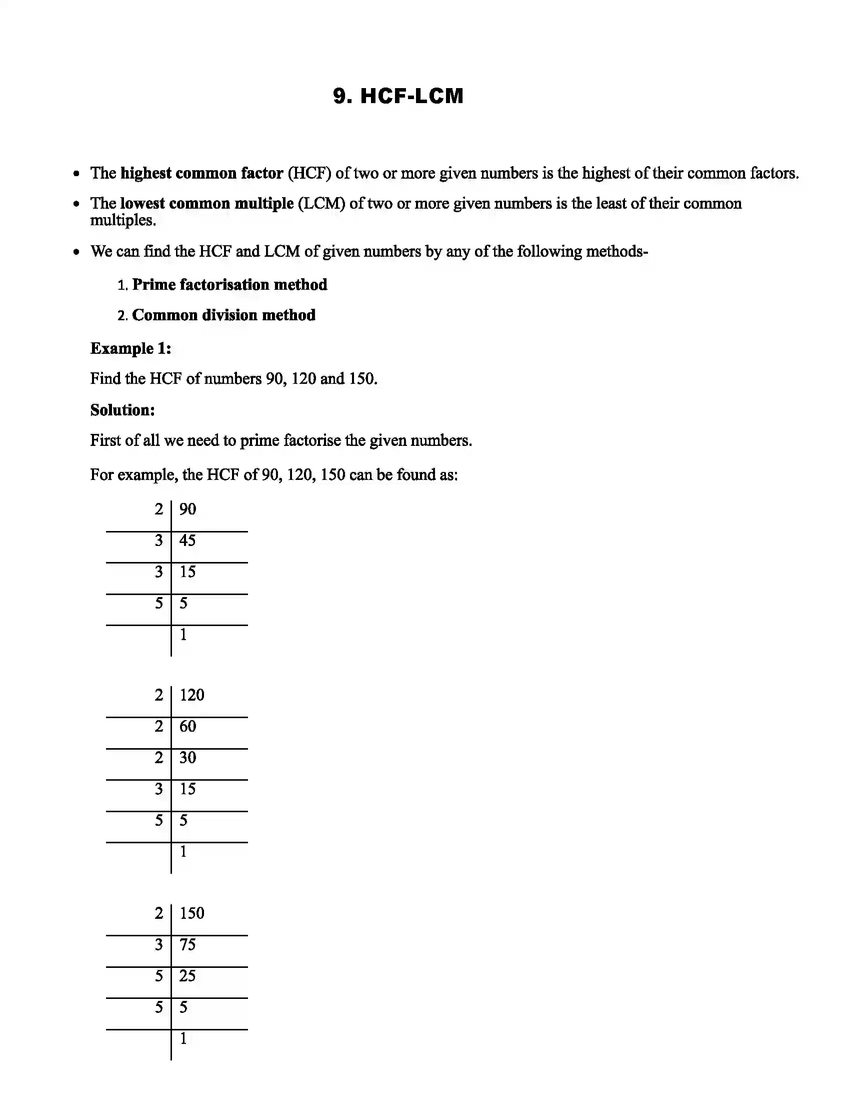 Maharashtra Board Class 6th Mathematics HCF-LCM Revision Note 1