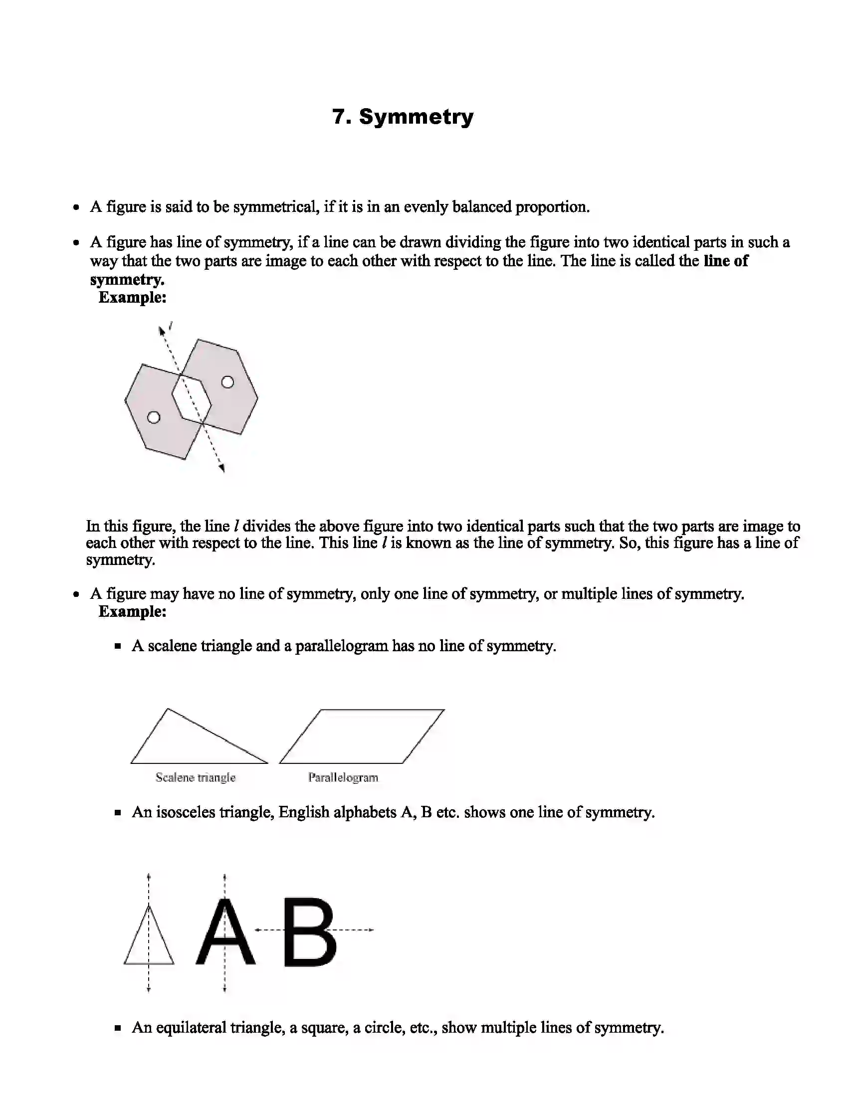 Maharashtra Board Class 6th Mathematics Symmetry Revision Note 1
