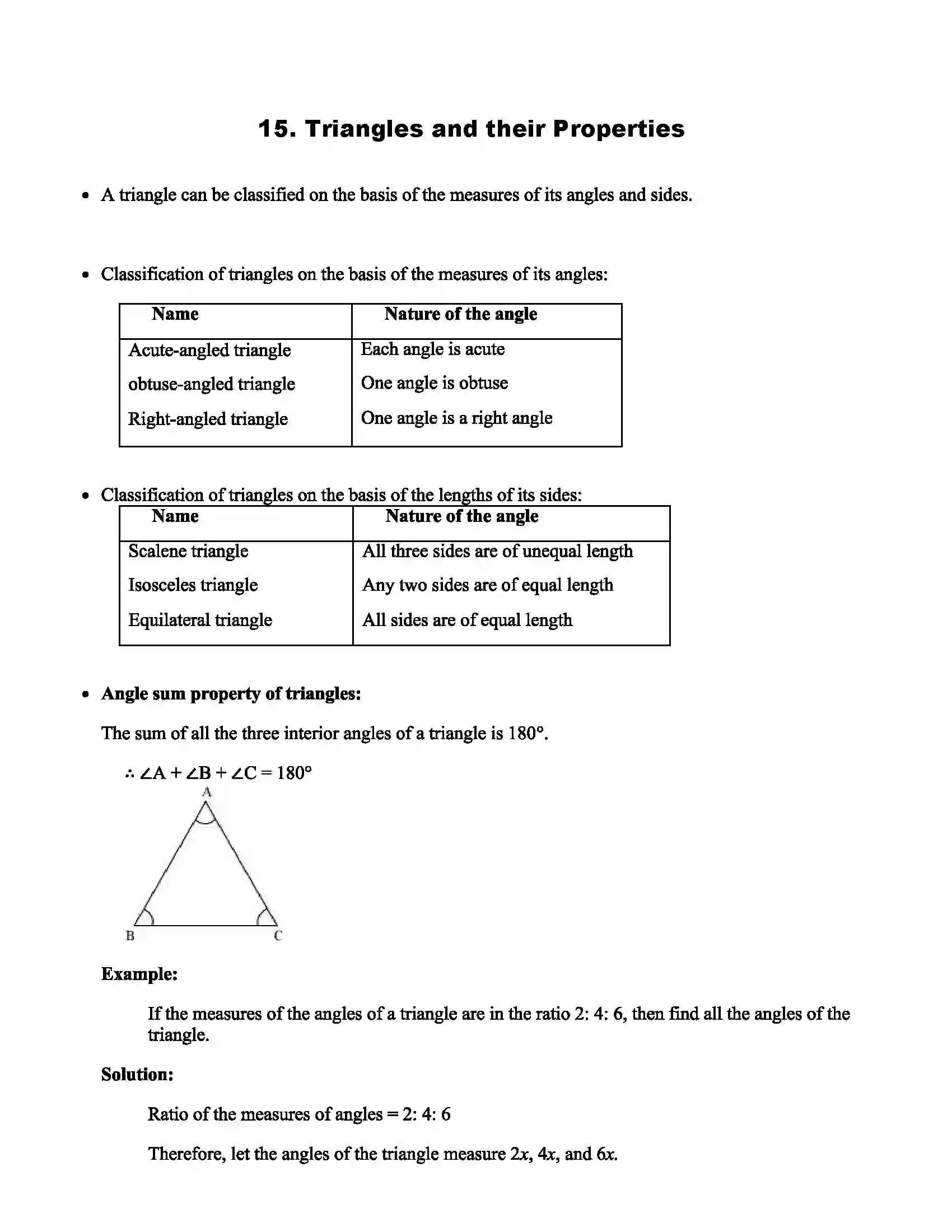 Maharashtra Board Class 6th Mathematics Triangles and their Properties Revision Note 1