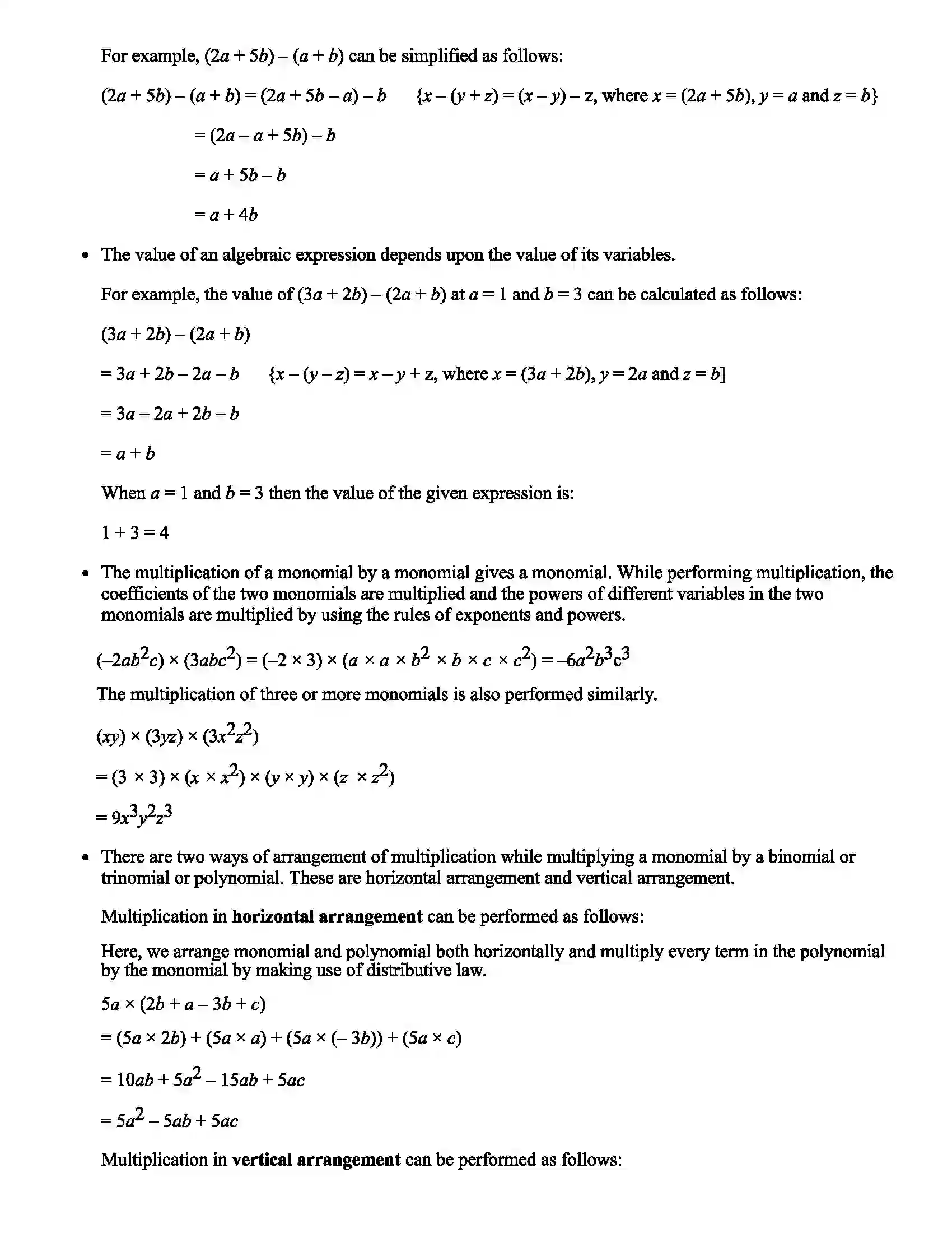 Maharashtra Board Class 7th Mathematics Algebraic Expessions and Operations on them Revision Note 2