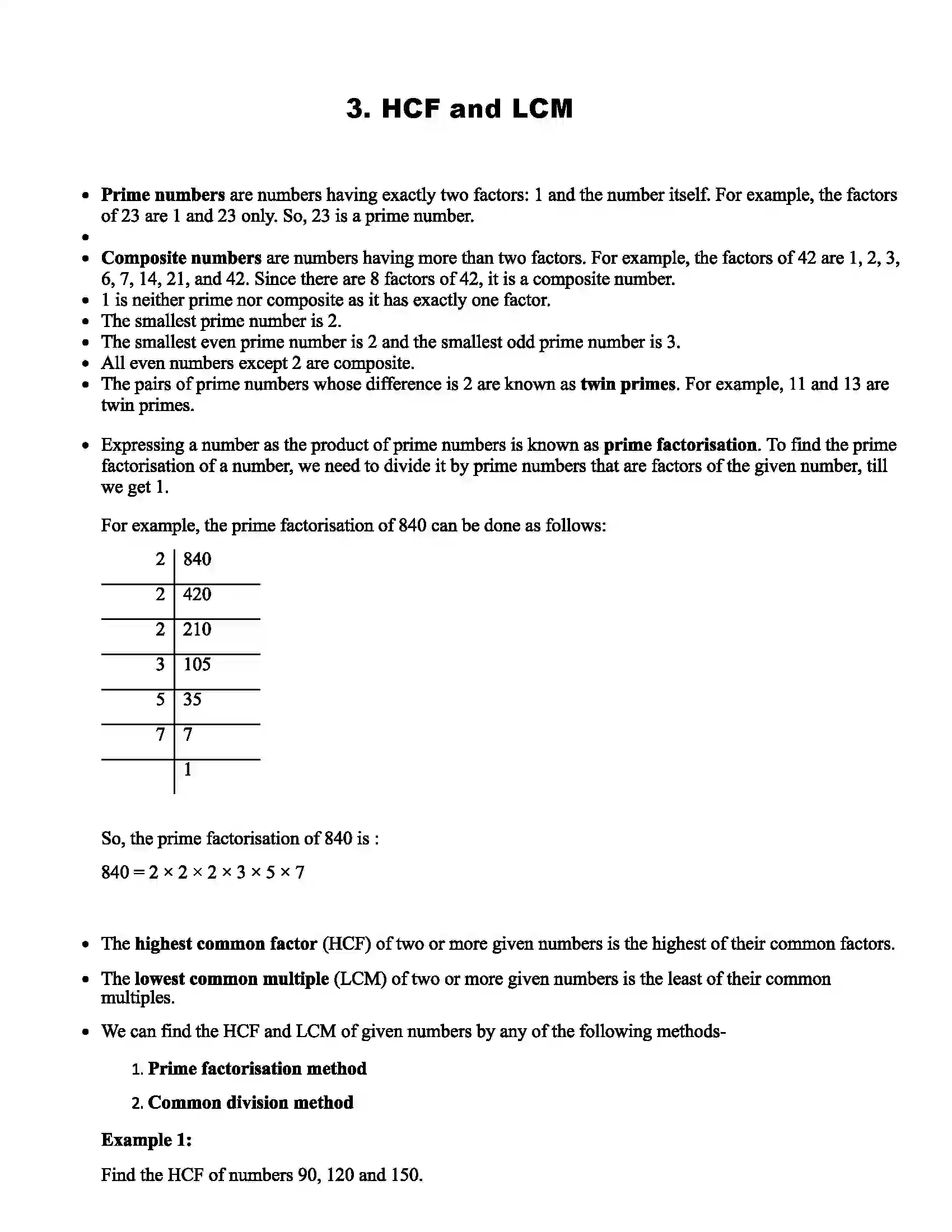 Maharashtra Board Class 7th Mathematics HCF and LCM Revision Note 1