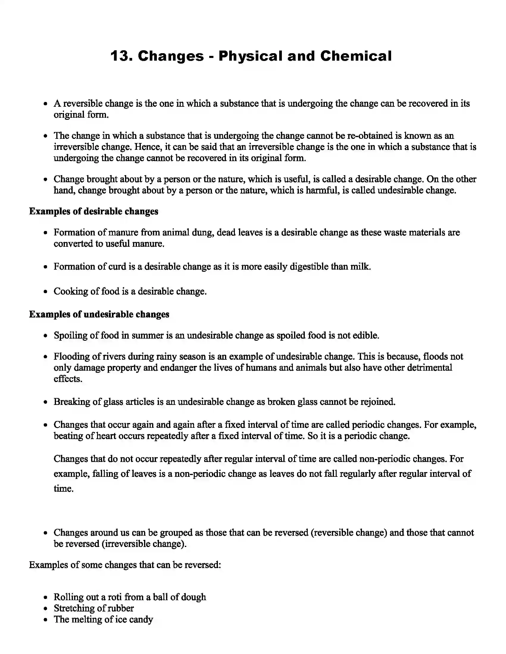 Maharashtra Board Class 7th Science Changes - Physical and Chemical Revision Note 1