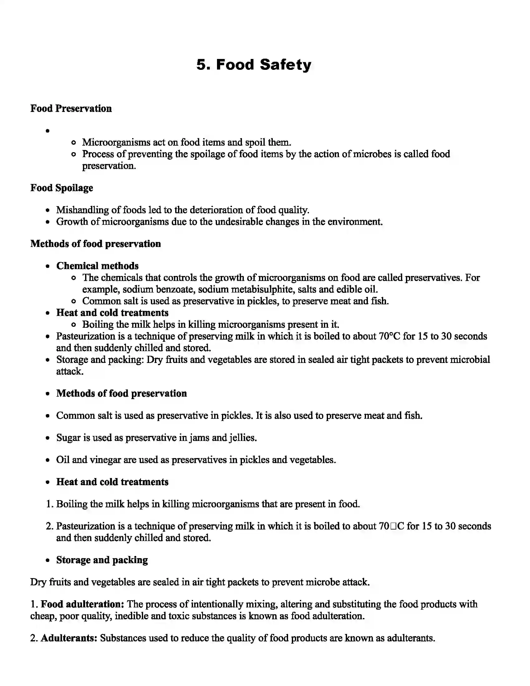 Maharashtra Board Class 7th Science Food Safety Revision Note 1