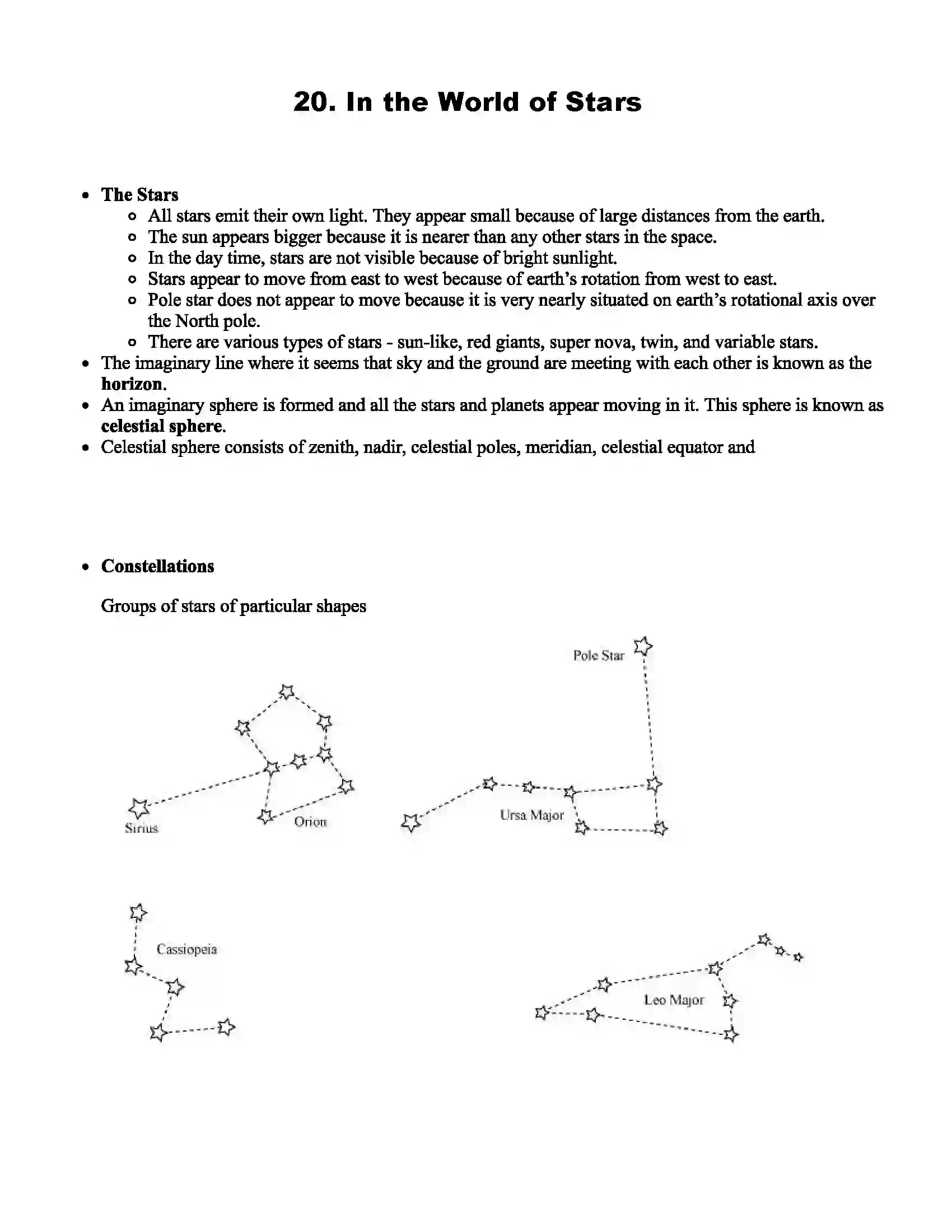 Maharashtra Board Class 7th Science In the World of Stars Revision Note 1