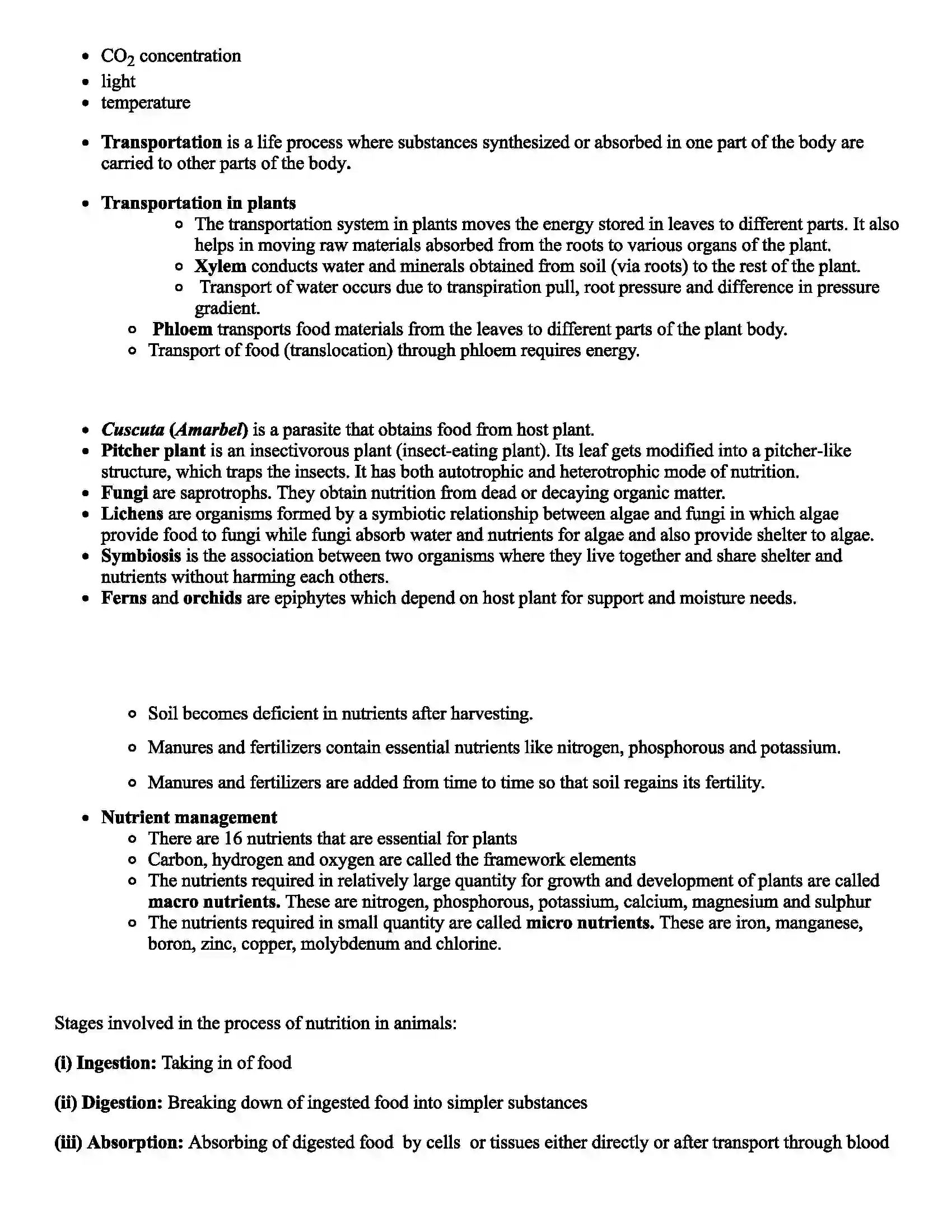 Maharashtra Board Class 7th Science Nutrition in Living Organisms Revision Note 2