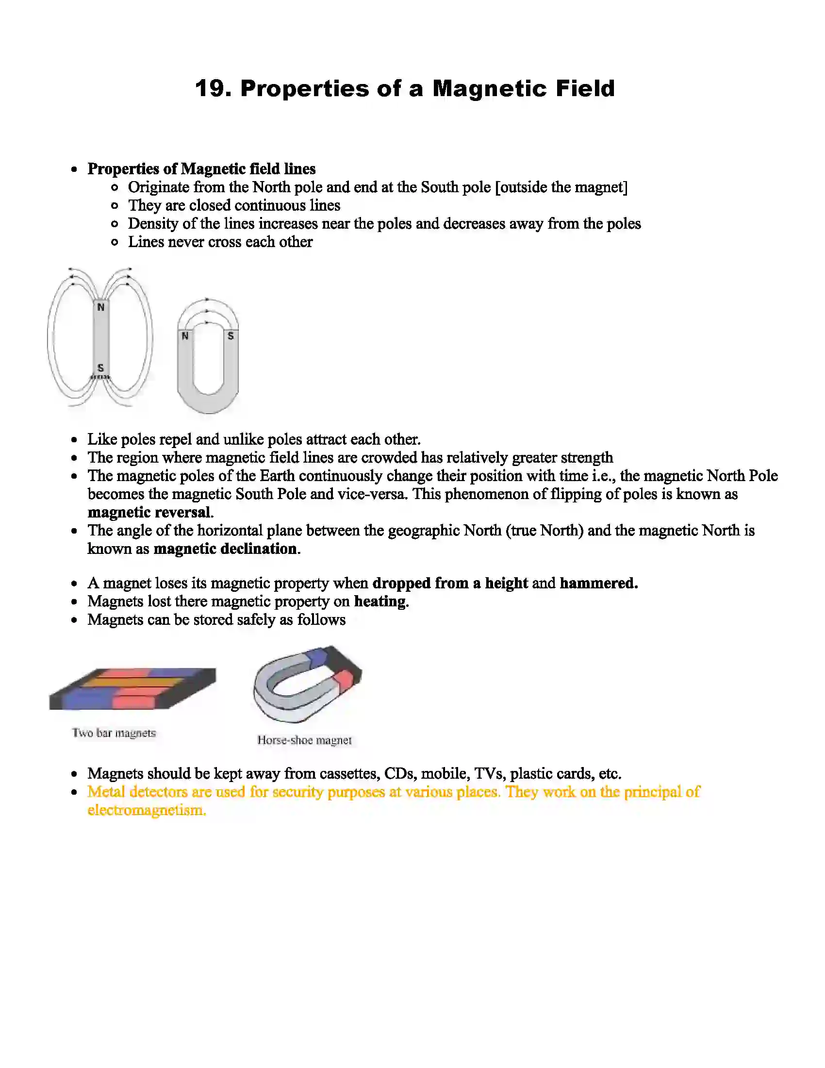 Maharashtra Board Class 7th Science Properties of a Magnetic Field Revision Note 1