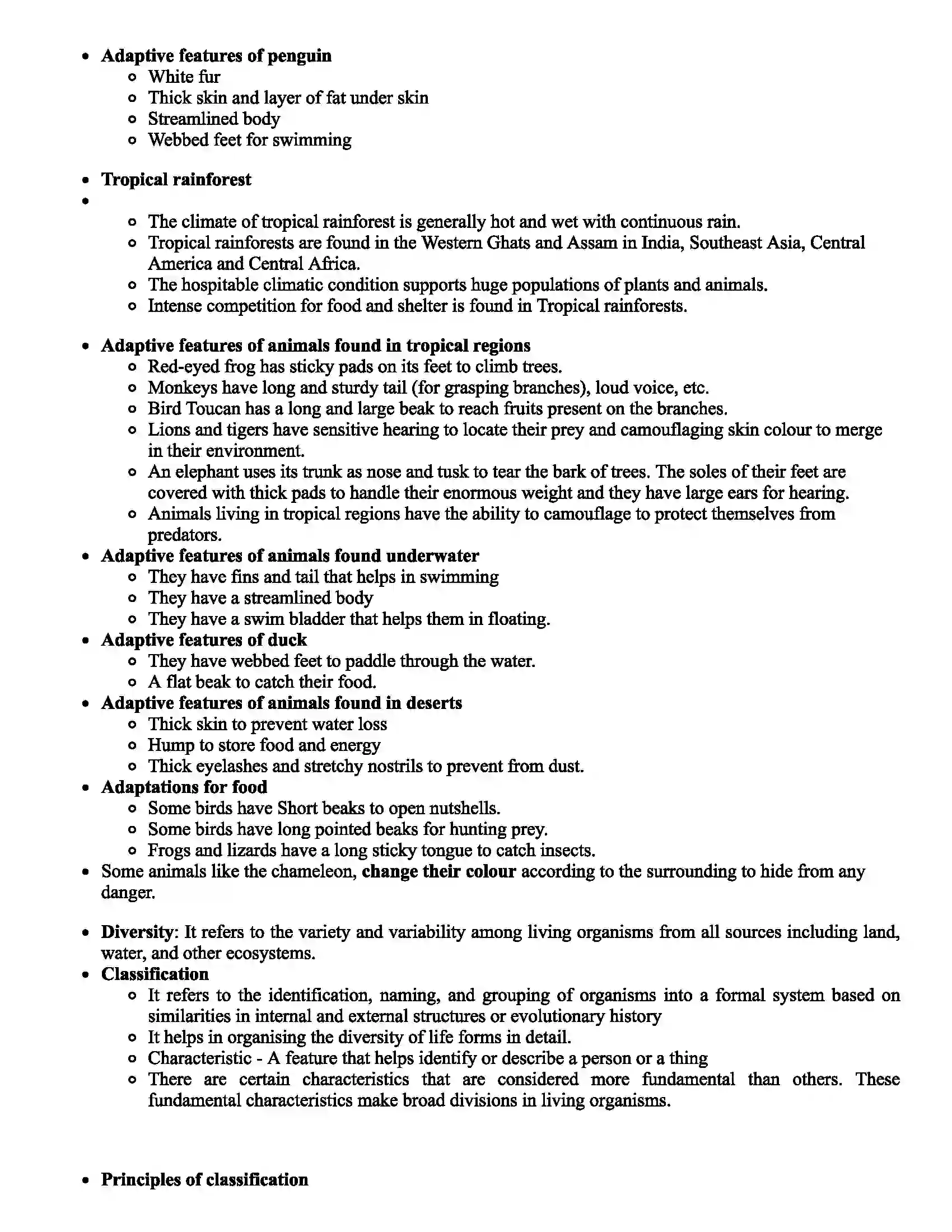 Maharashtra Board Class 7th Science The Living World - Adaptations and Classifications Revision Note 2