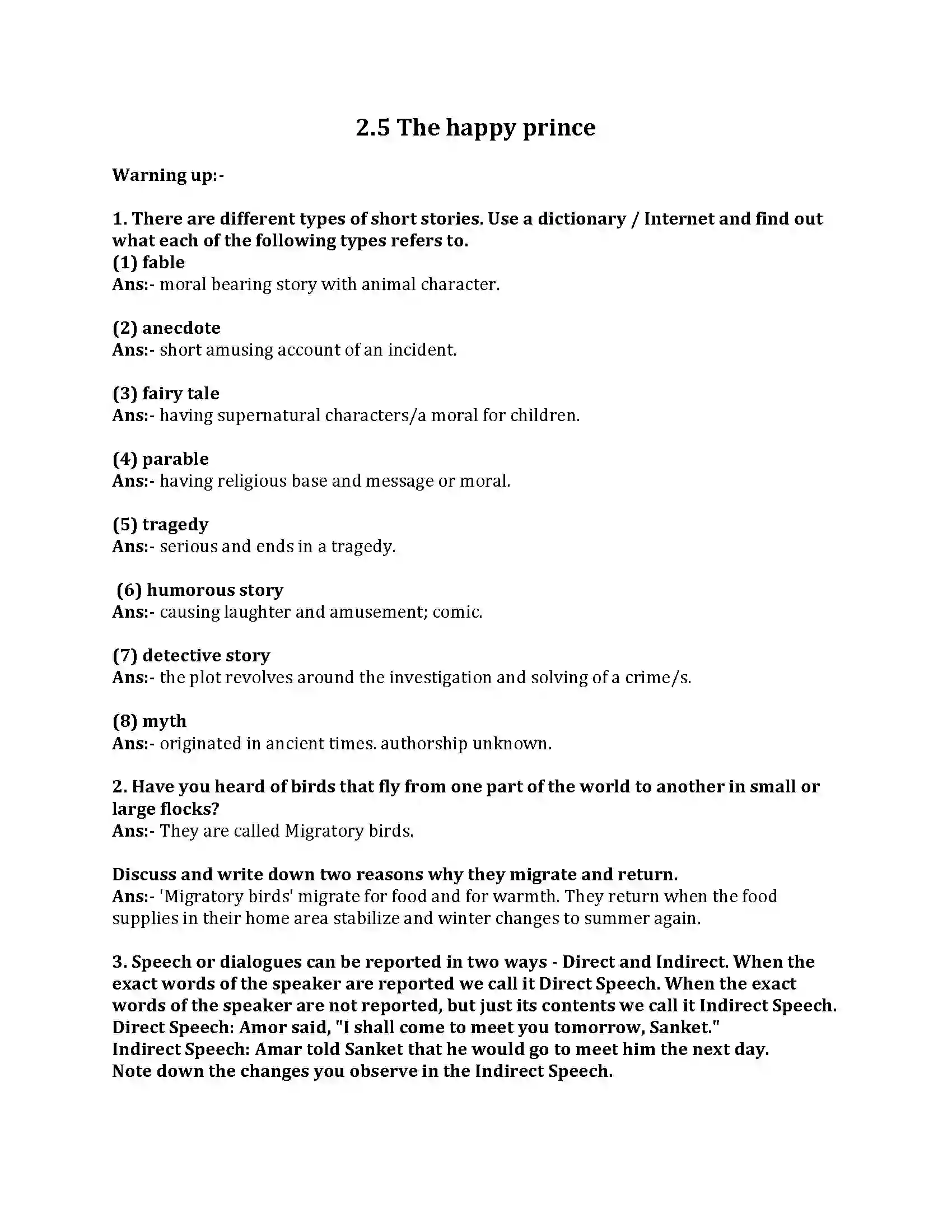 Maharashtra Board Class 8th English Bal Bharti 2.5 The Happy Prince Revision Note 1