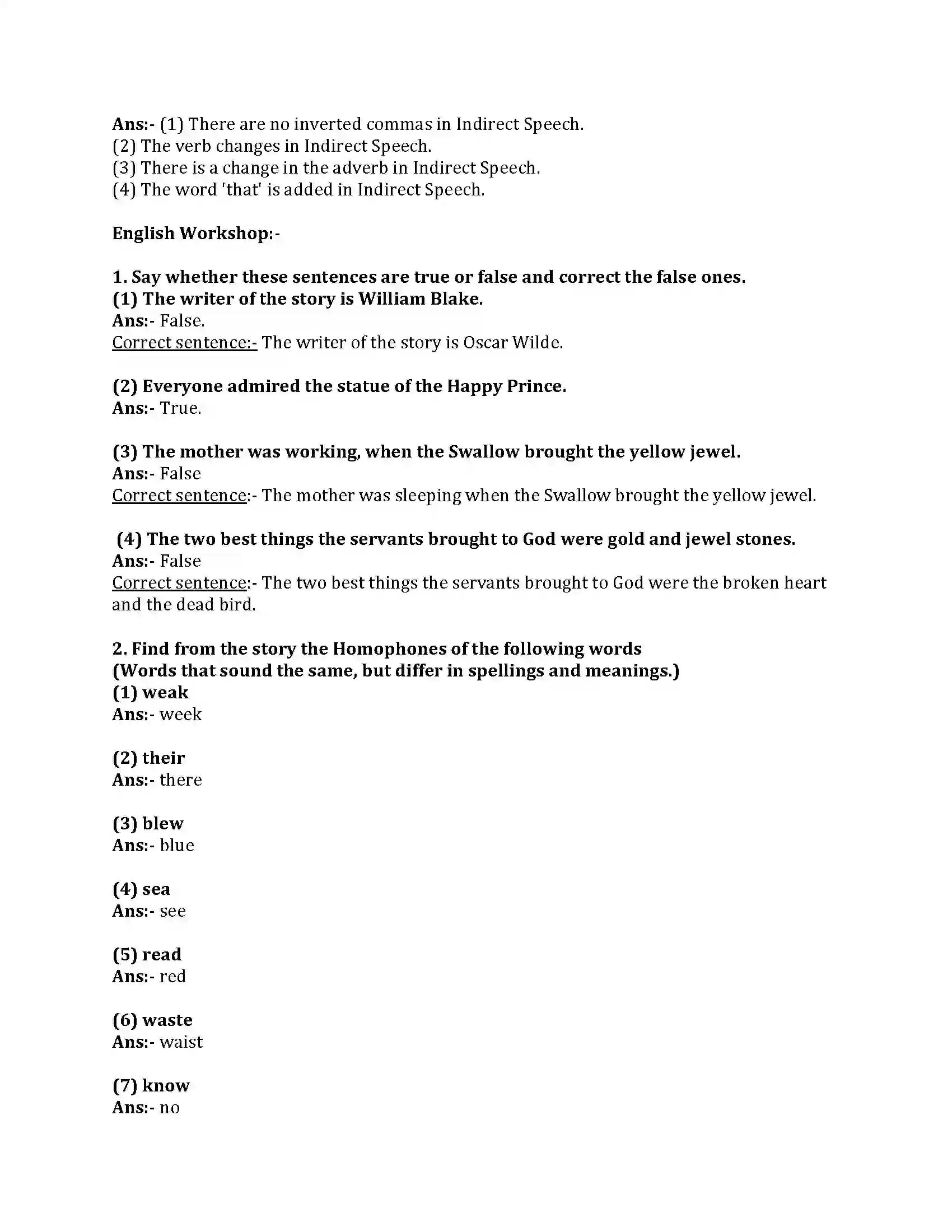 Maharashtra Board Class 8th English Bal Bharti 2.5 The Happy Prince Revision Note 2