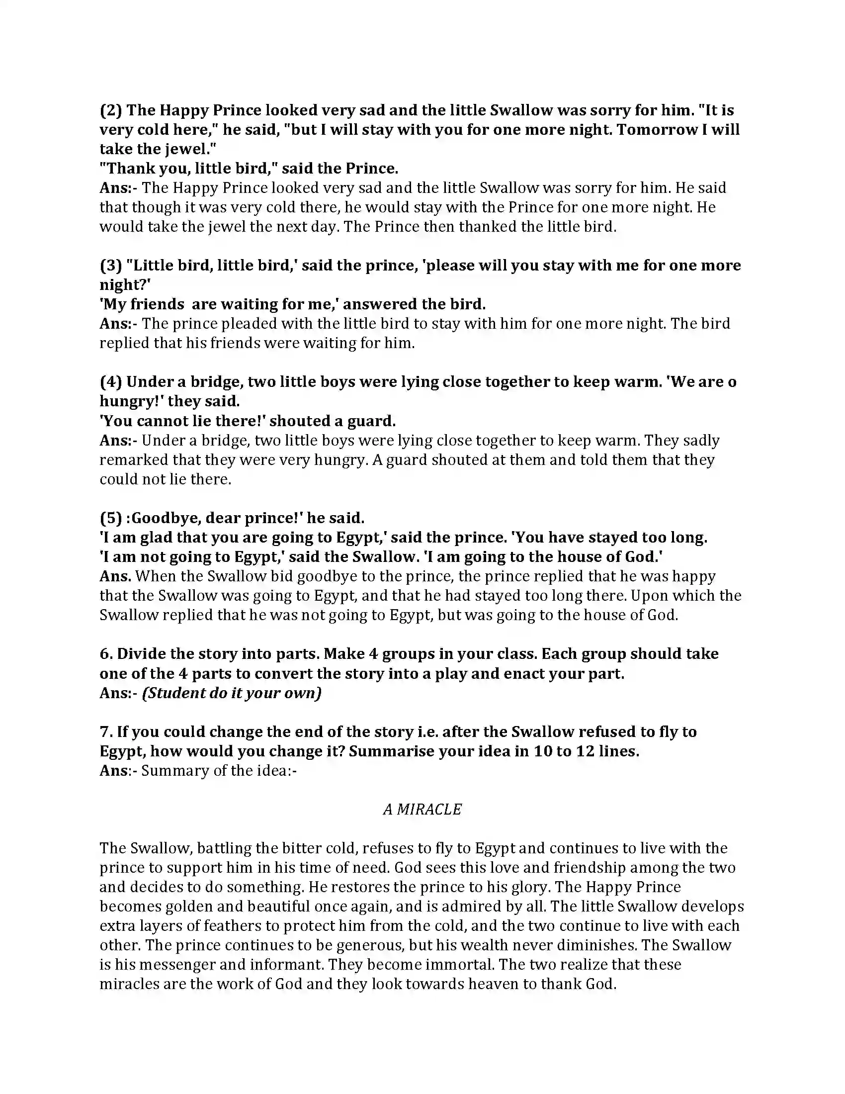 Maharashtra Board Class 8th English Bal Bharti 2.5 The Happy Prince Revision Note 5