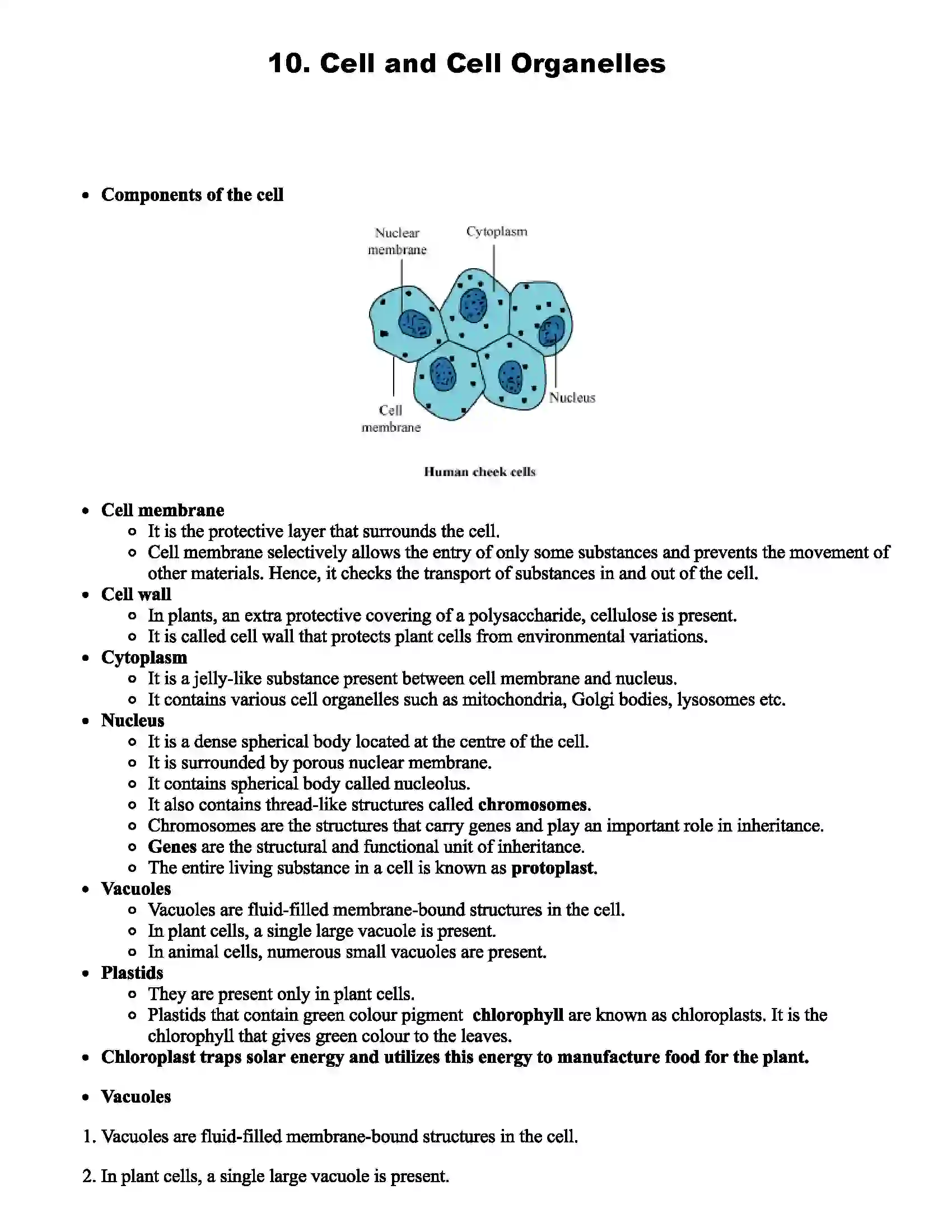 Maharashtra Board Class 8th Science Cell and Cell Organelles Revision Note 1