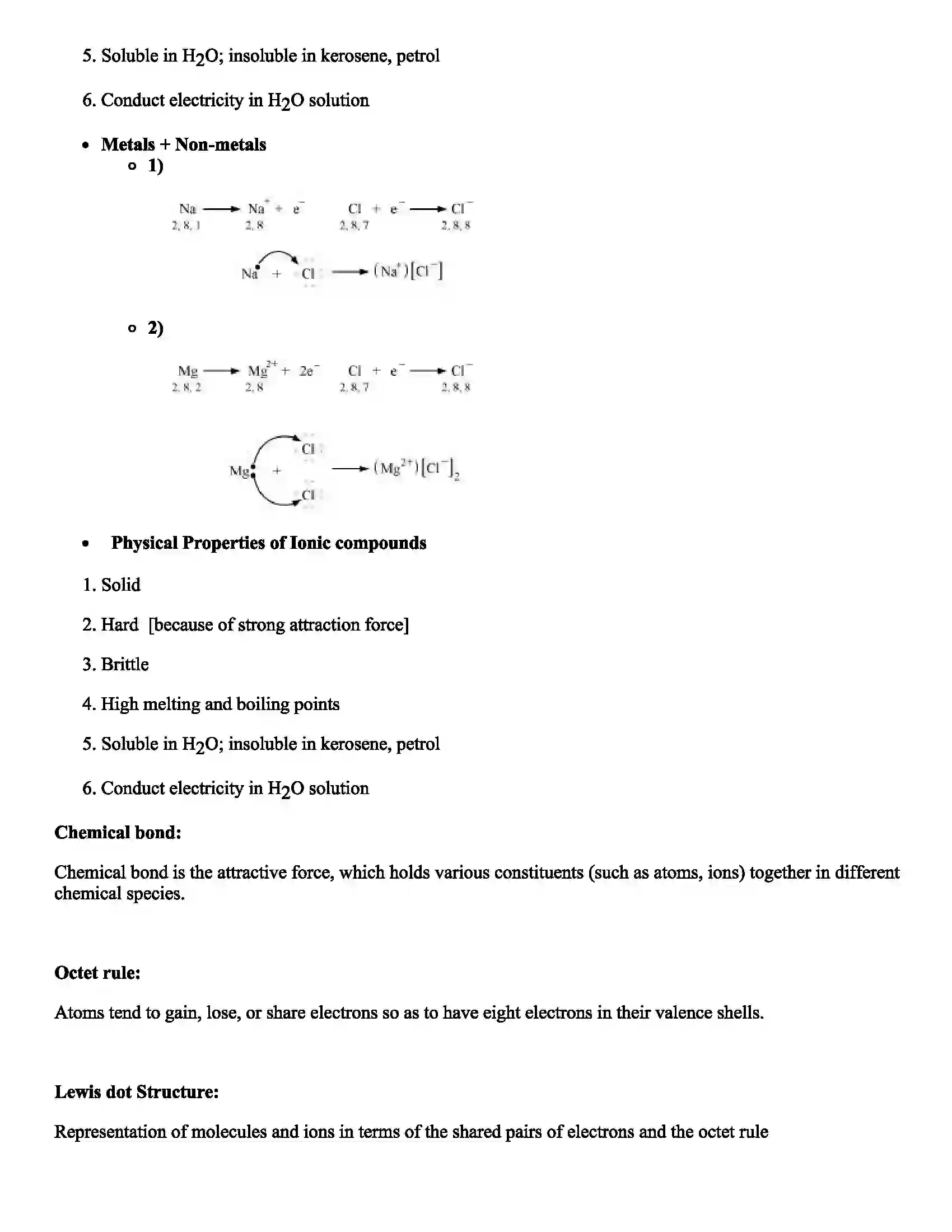 Maharashtra Board Class 8th Science Chemical Change & Chemical Bond Revision Note 2