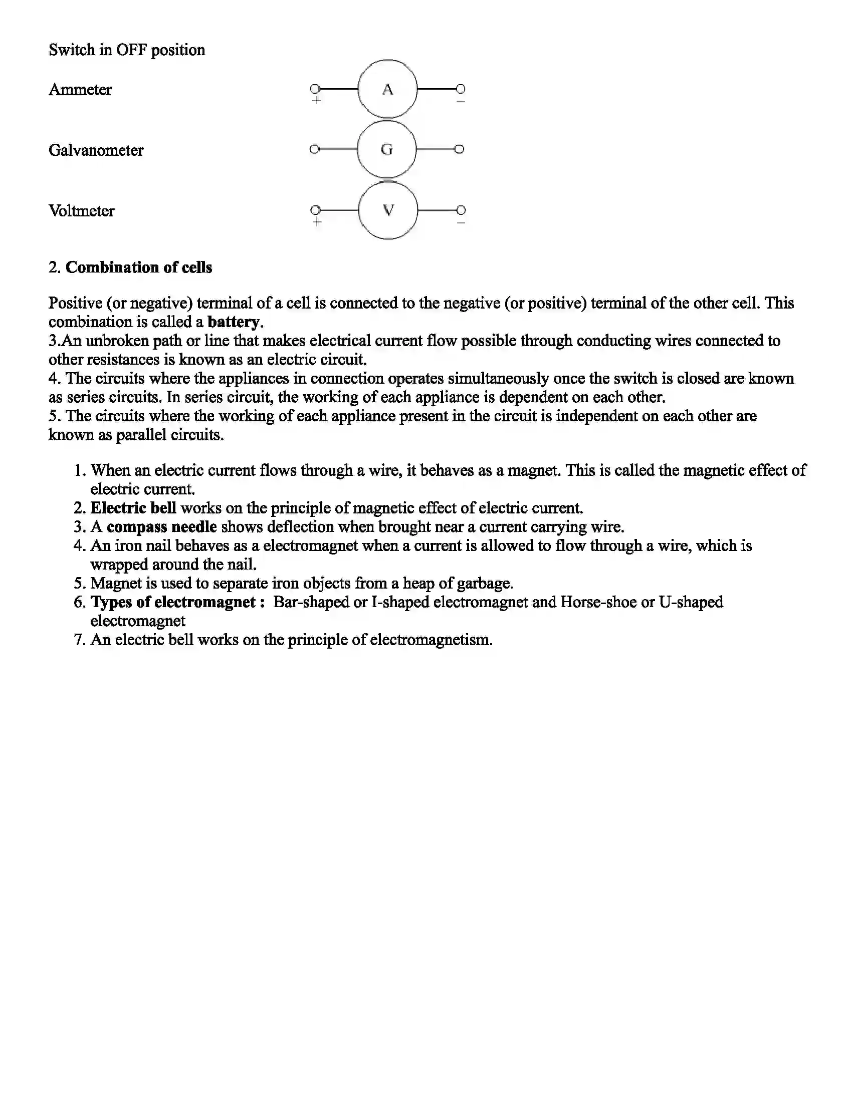Maharashtra Board Class 8th Science Current Electricity and Magnetism Revision Note 3