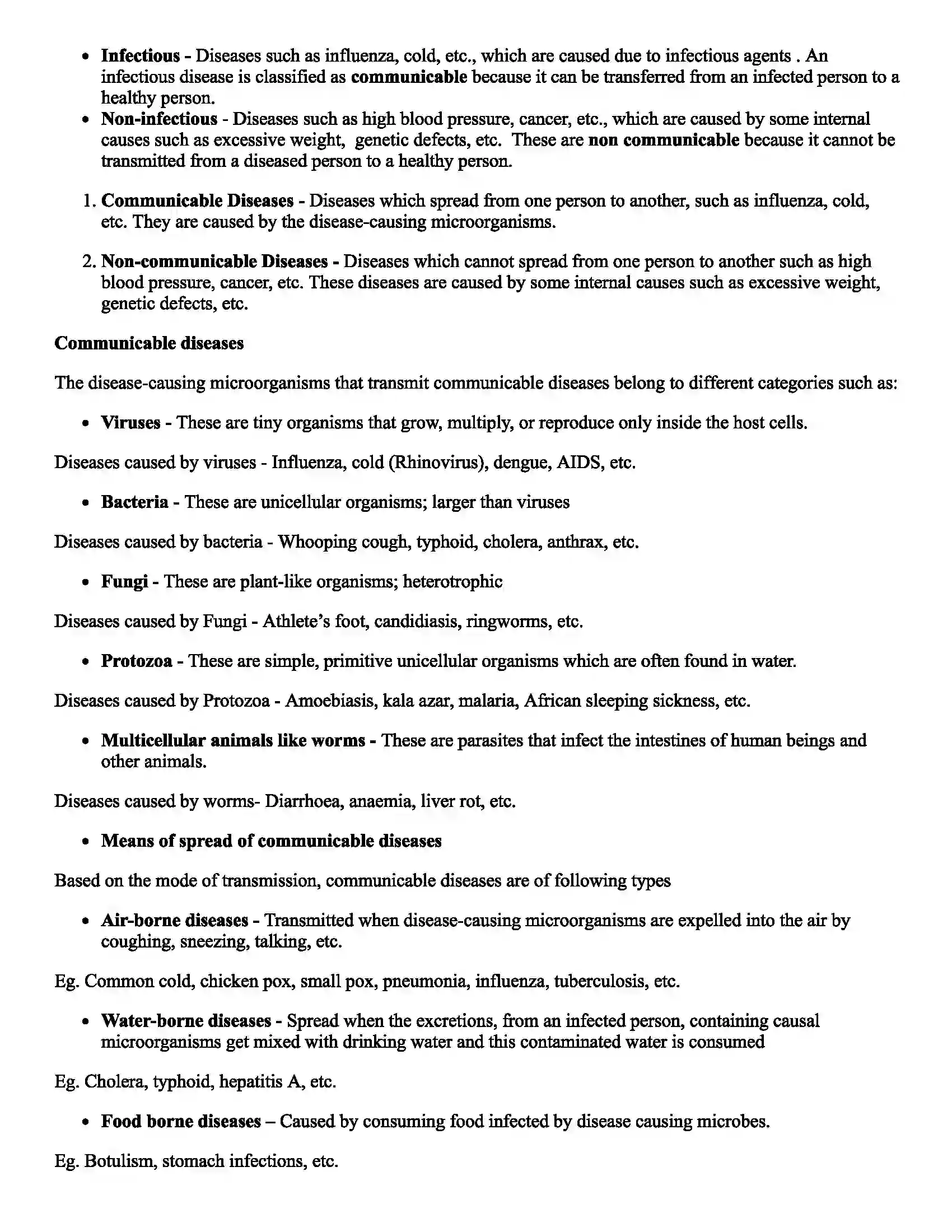 Maharashtra Board Class 8th Science Health and Diseases Revision Note 3