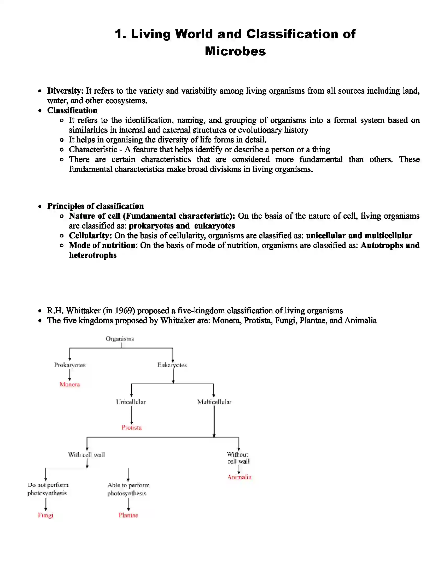 Maharashtra Board Class 8th Science Living World & Classification of Microbes Revision Note 1