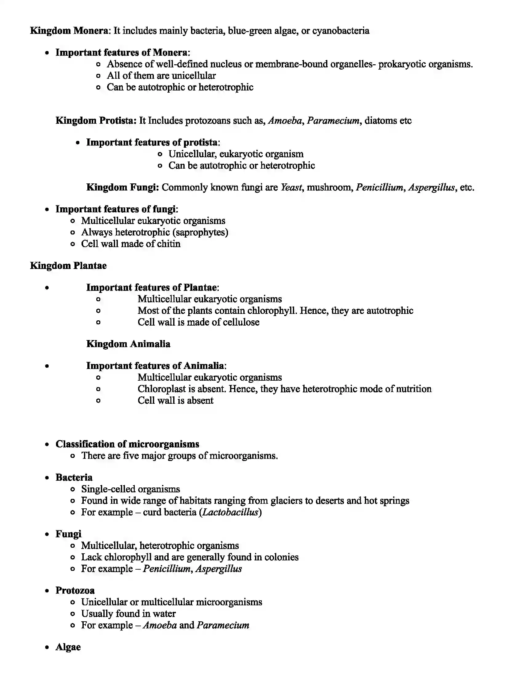 Maharashtra Board Class 8th Science Living World & Classification of Microbes Revision Note 2