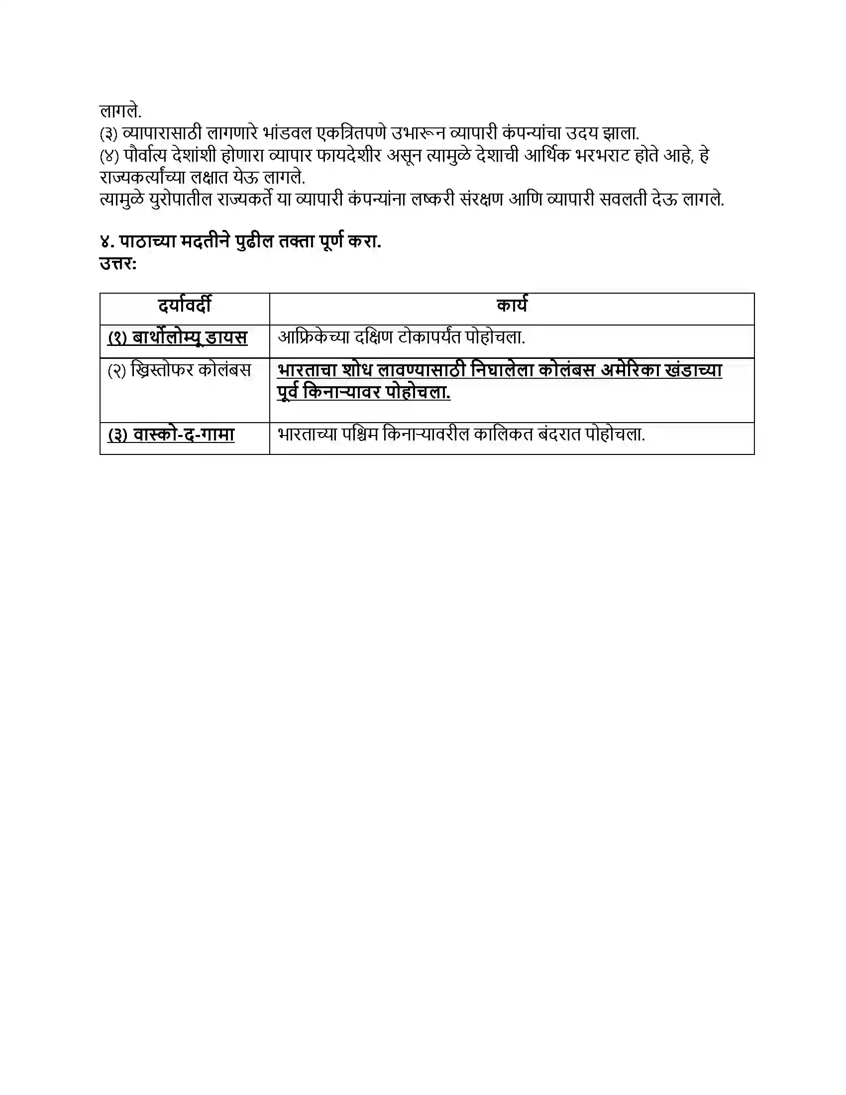 Maharashtra Board Class 8th इतिहास (आधुनिक भारताचा इतिहास) युरोप आणि भारत Revision Note 3