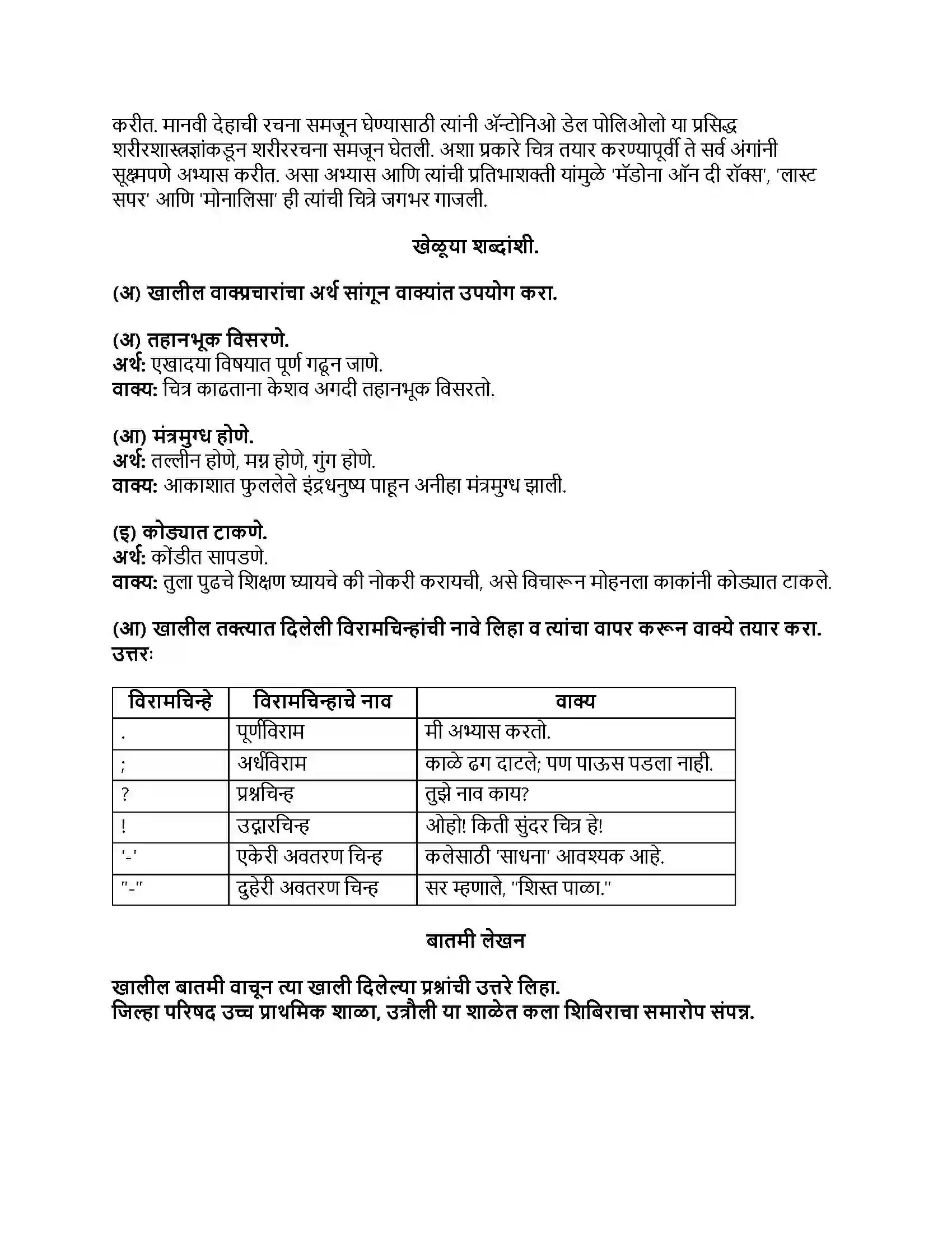 Maharashtra Board Class 8th मराठी बालभारती भाग - II लिओनार्दो दा व्हिंची (स्थूलवाचन) Revision Note 2