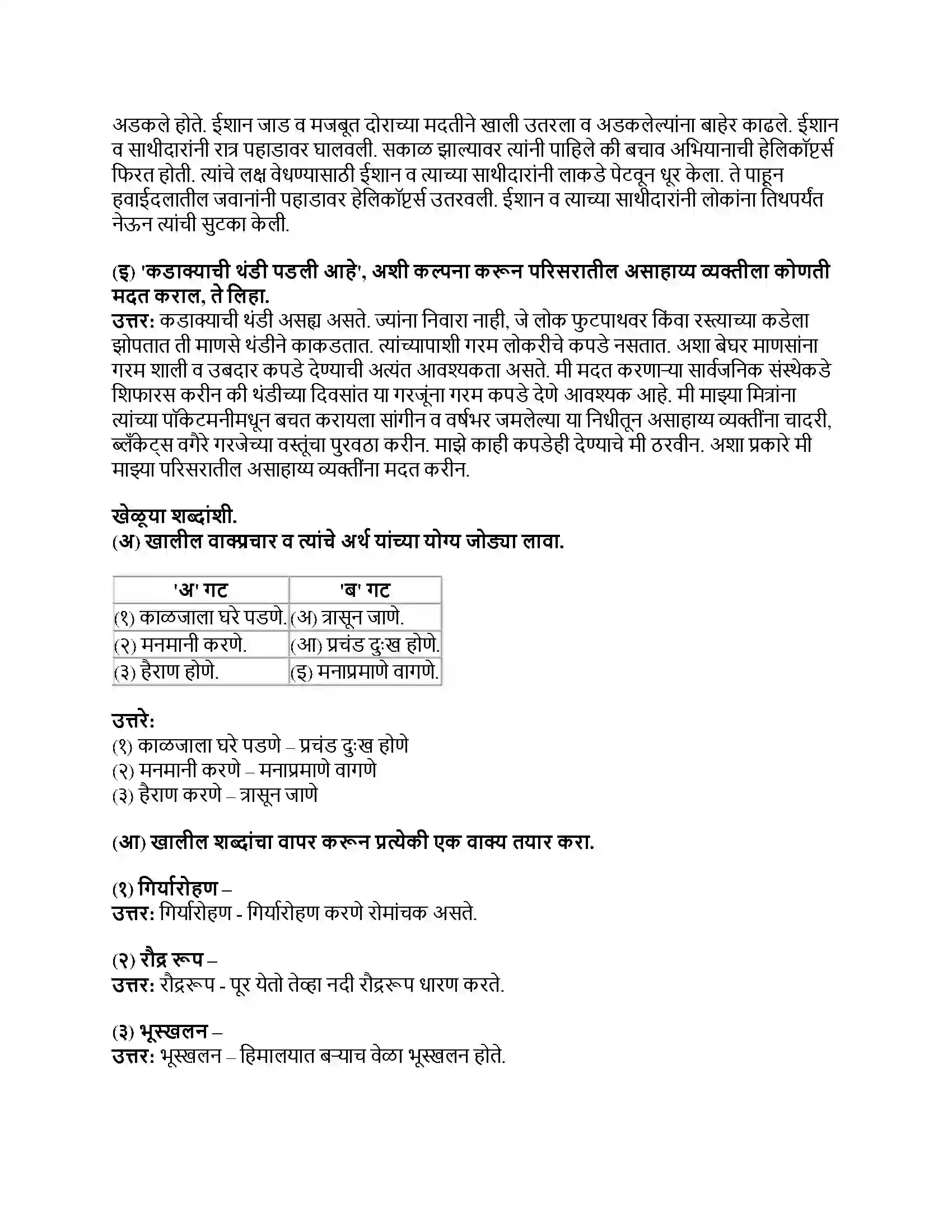 Maharashtra Board Class 8th मराठी सुलभभारती भाग - II गिर्यारोहणाचा अनुभव Revision Note 3