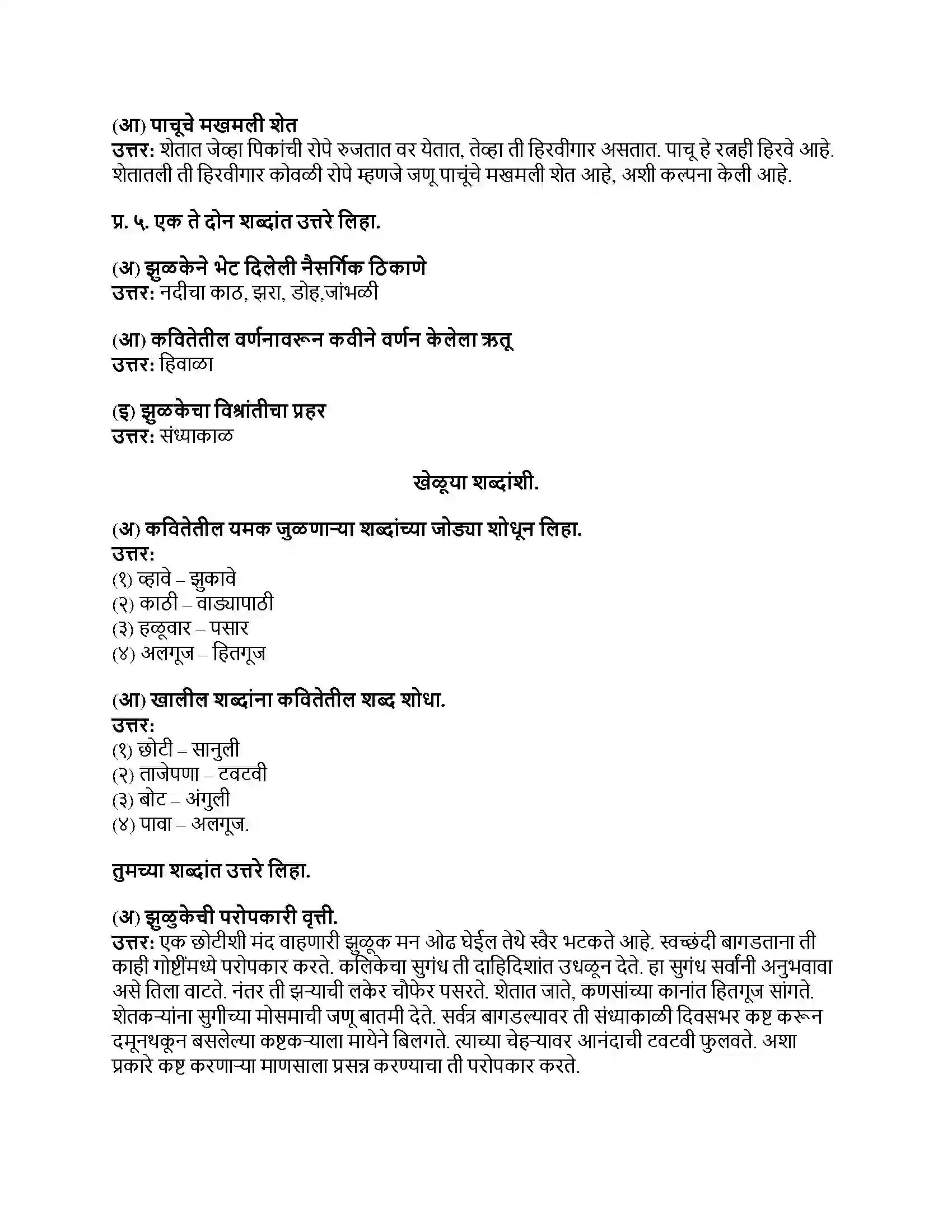 Maharashtra Board Class 8th मराठी सुलभभारती भाग - II झुळूक Revision Note 3