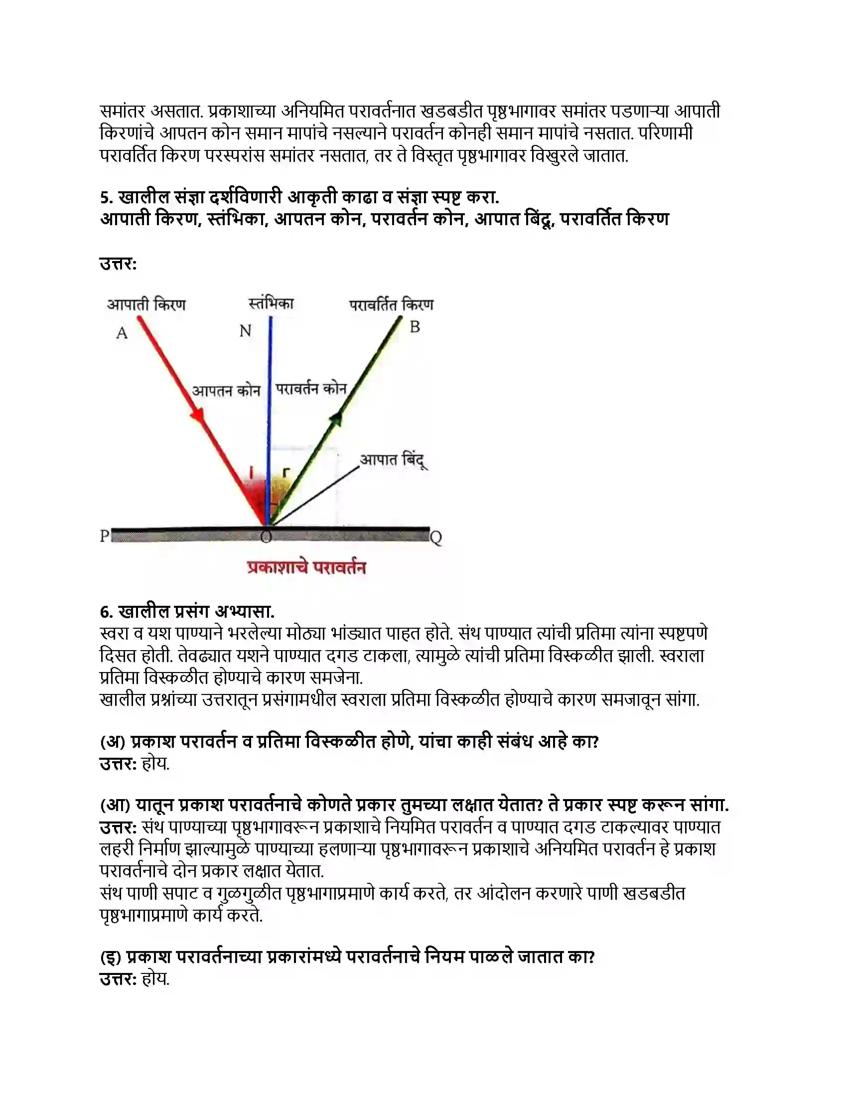 Maharashtra Board Class 8th सामान्य विज्ञान प्रकाशाचे परावर्तन Revision Note 2