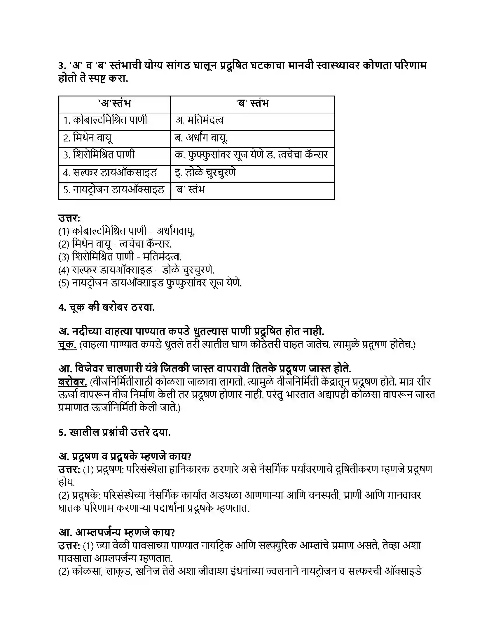 Maharashtra Board Class 8th सामान्य विज्ञान प्रदूषण Revision Note 2