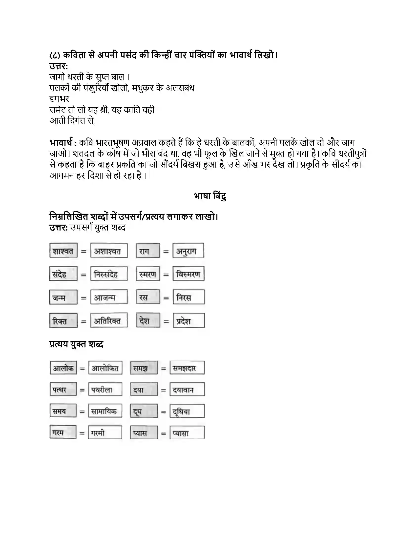 Maharashtra Board Class 8th हिंदी बालभारती (दूसरी इकाई) प्रभात Revision Note 3