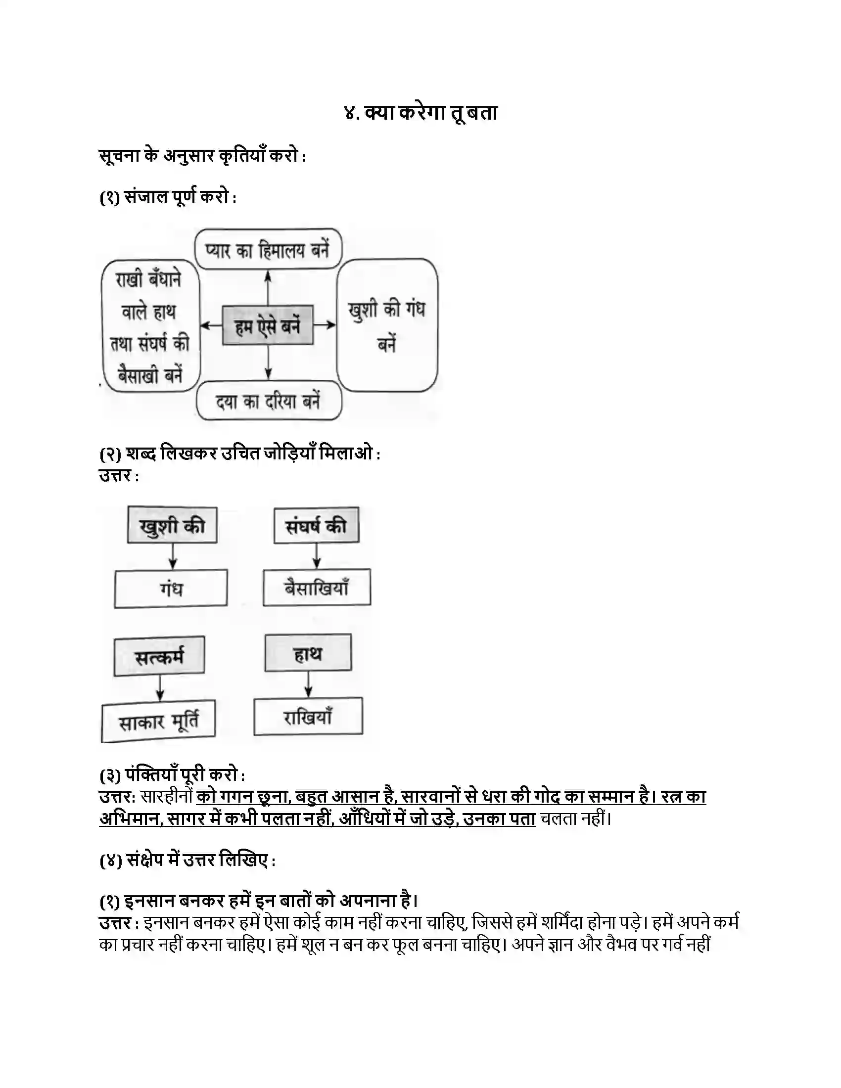 Maharashtra Board Class 8th हिंदी बालभारती (पहली इकाई) क्या करेगा तू बता Revision Note 1