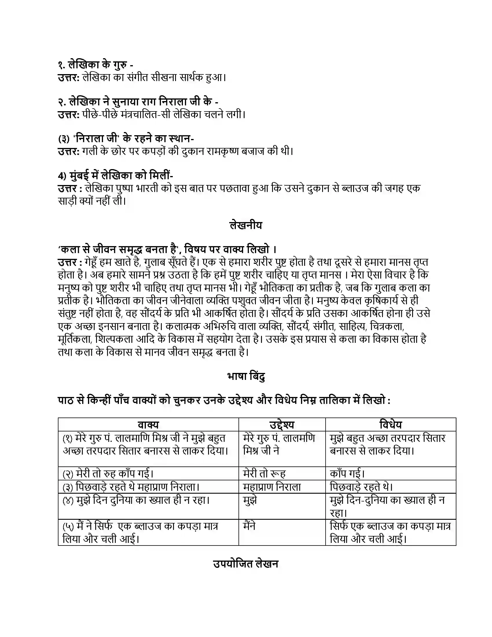 Maharashtra Board Class 8th हिंदी बालभारती (पहली इकाई) दारागंज के वे दिन Revision Note 2