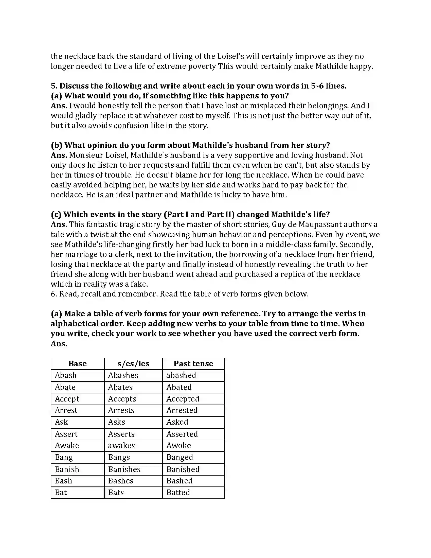 Maharashtra Board Class 9th English Kumar Bharati 1.5 The Necklace Revision Note 7