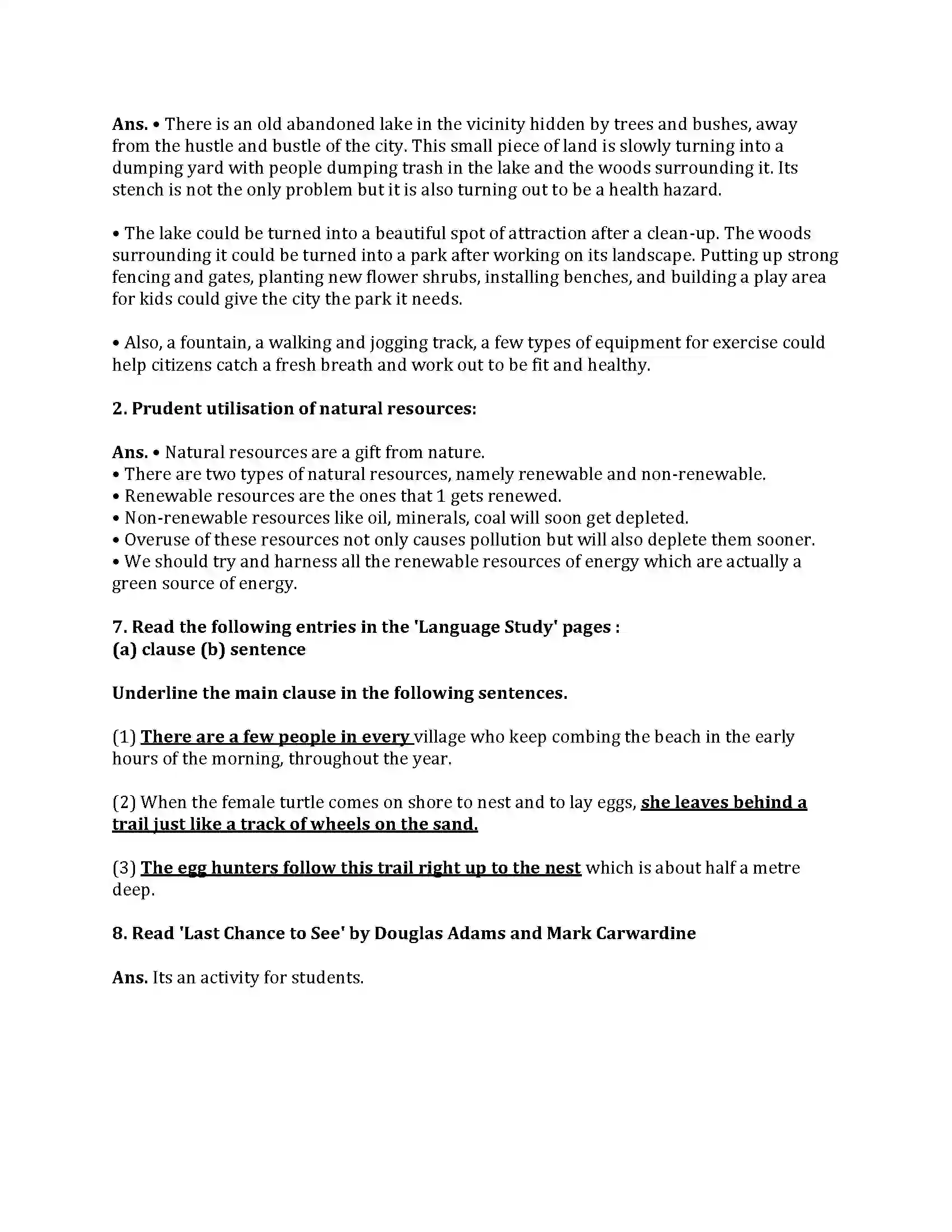 Maharashtra Board Class 9th English Kumar Bharati 2.2 A True Story of Sea Turtles Revision Note 5