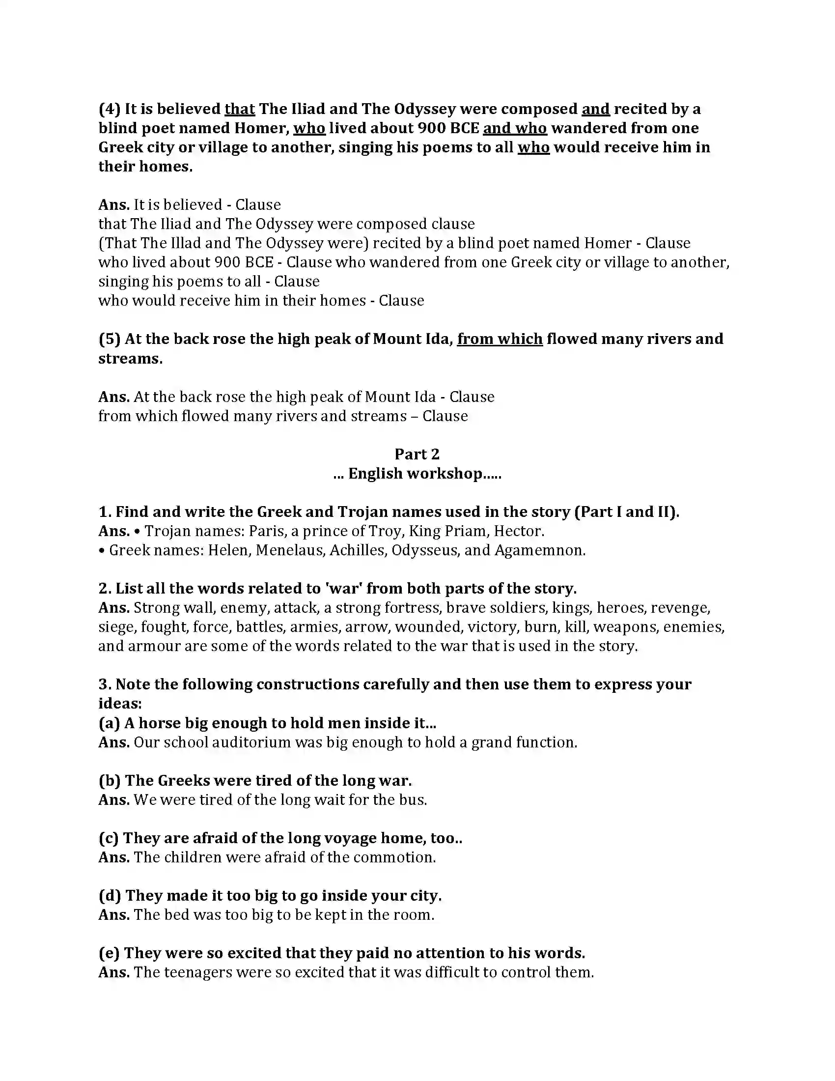 Maharashtra Board Class 9th English Kumar Bharati 2.4 The Fall of Troy Revision Note 6