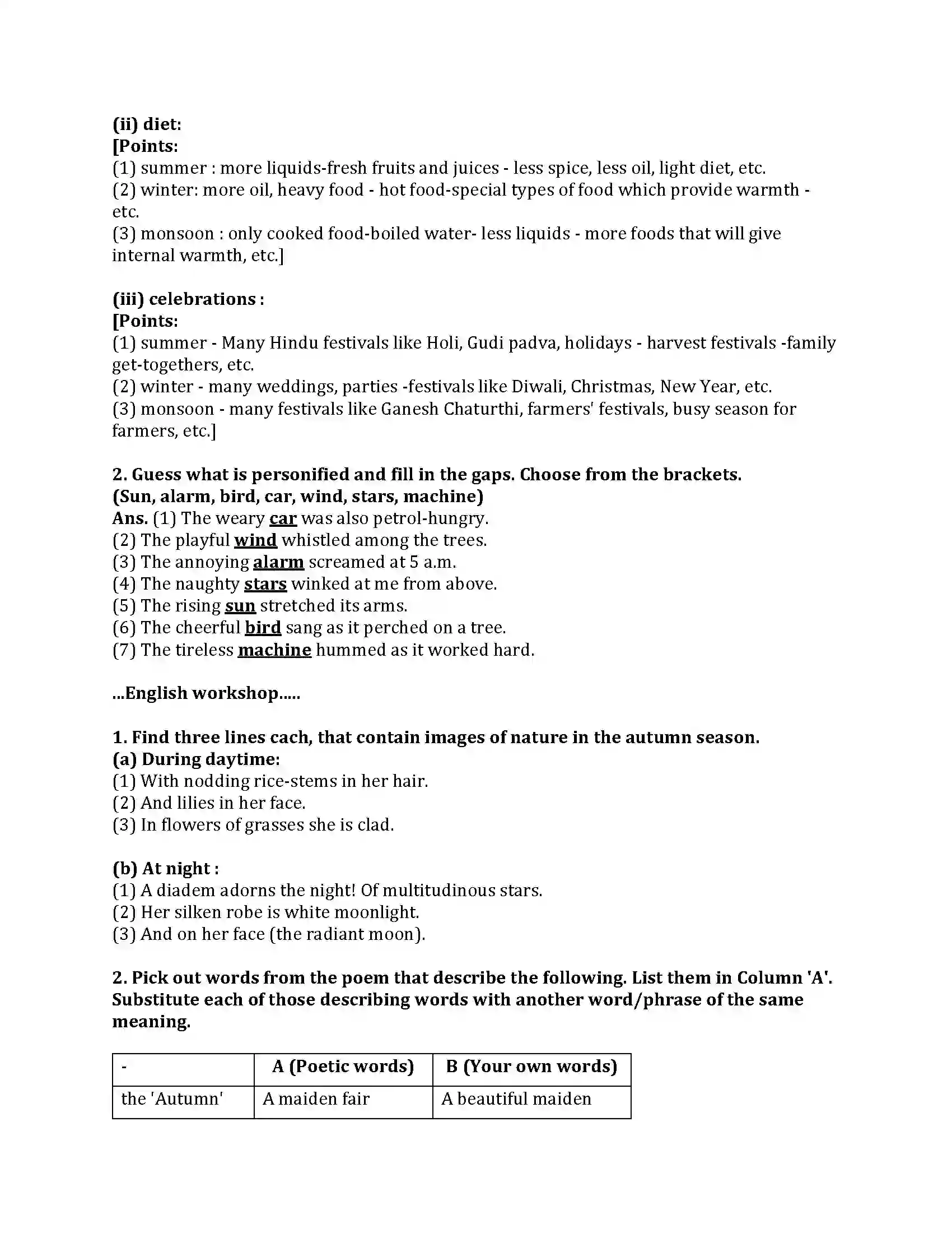 Maharashtra Board Class 9th English Kumar Bharati 2.5 Autumn Revision Note 2