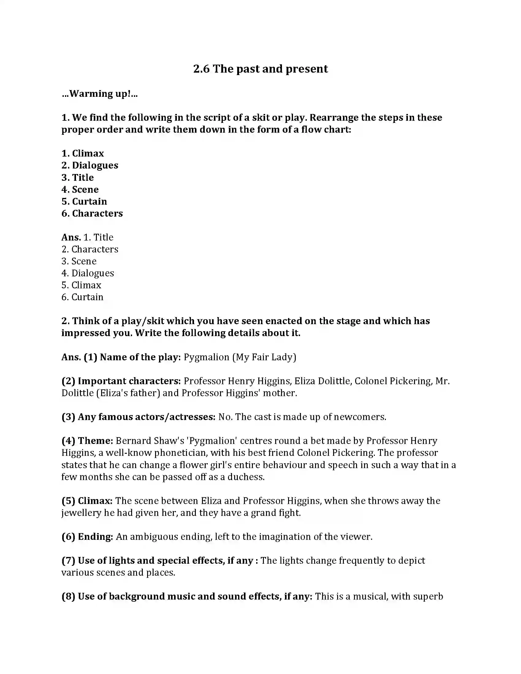 Maharashtra Board Class 9th English Kumar Bharati 2.6 The Past and Present Revision Note 1