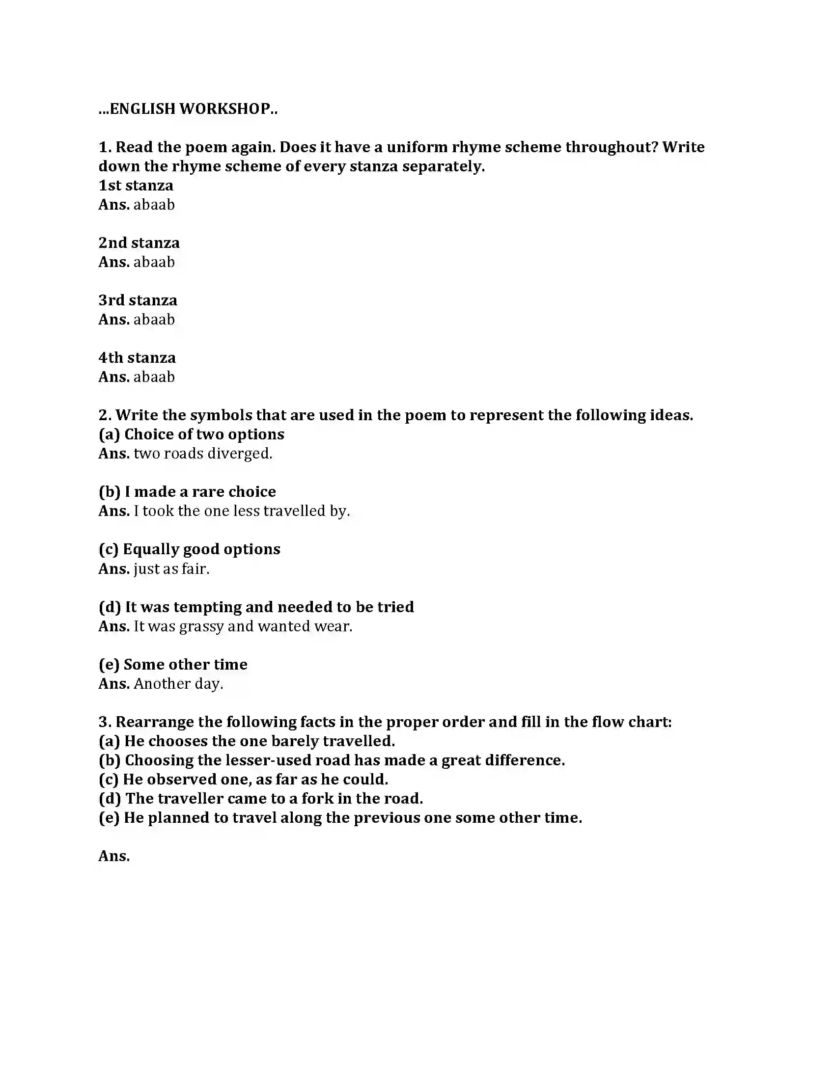 Maharashtra Board Class 9th English Kumar Bharati 3.3 The Road Not Taken Revision Note 2
