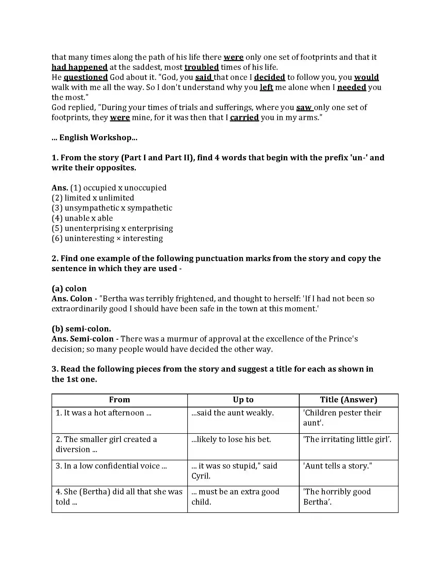 Maharashtra Board Class 9th English Kumar Bharati 4.2 The Storyteller Revision Note 2