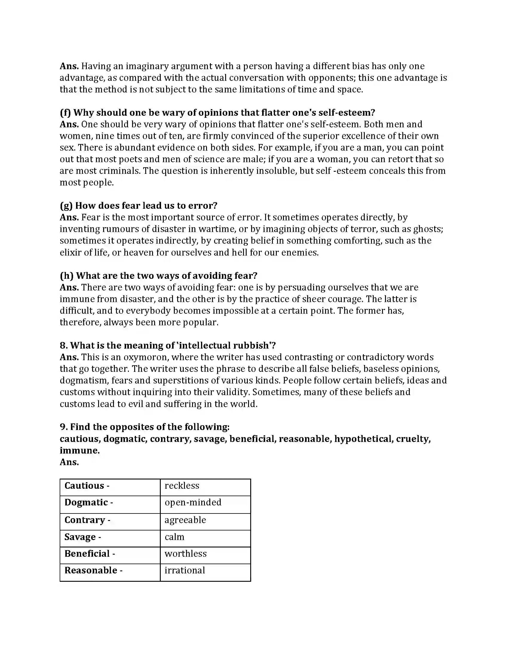 Maharashtra Board Class 9th English Kumar Bharati 4.3 Intellectual Rubbish Revision Note 6
