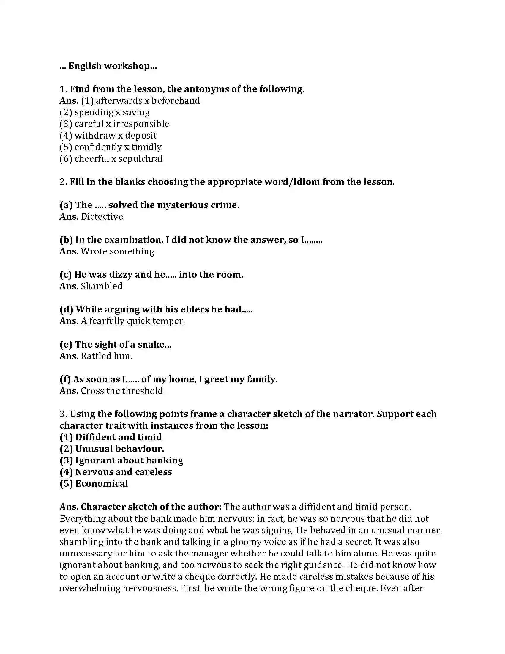 Maharashtra Board Class 9th English Kumar Bharati 4.4 My Financial Career Revision Note 2