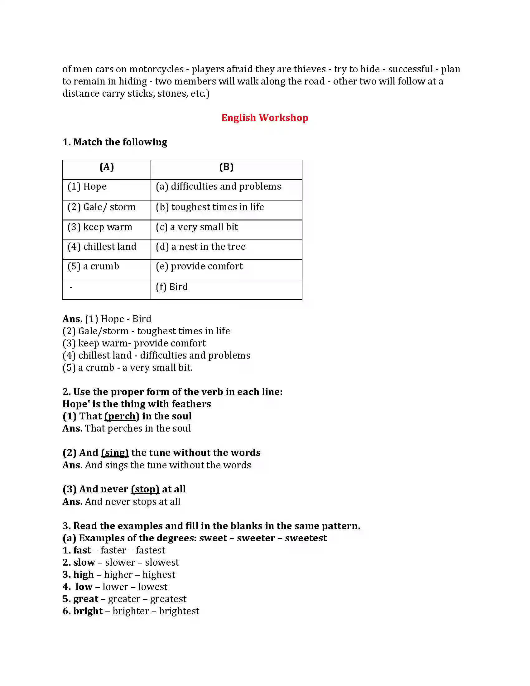 Maharashtra Board Class 9th My English Course Book 1.3 ‛Hope’ is the Thing With Feathers Revision Note 3