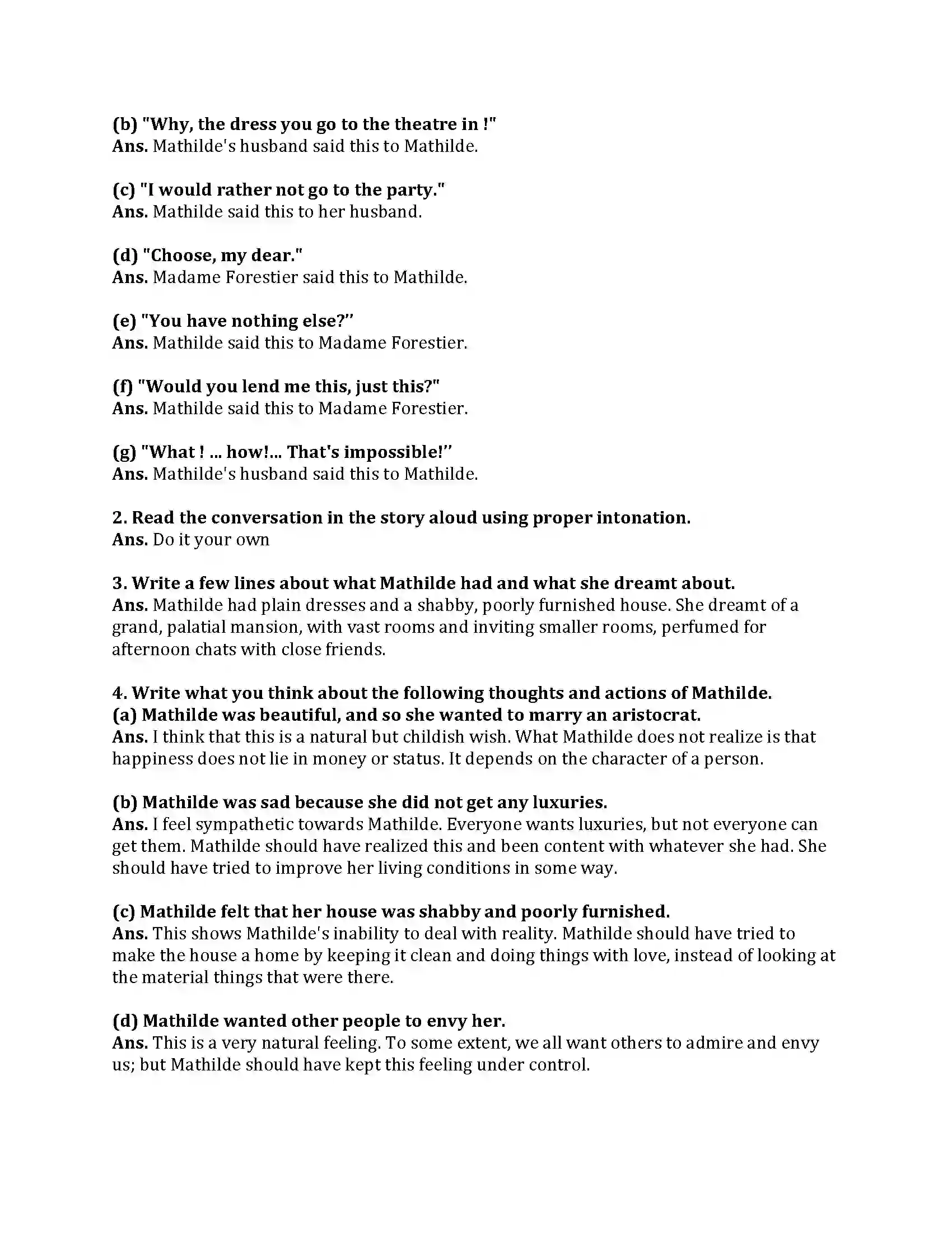Maharashtra Board Class 9th My English Course Book 1.5 The Necklace Revision Note 2