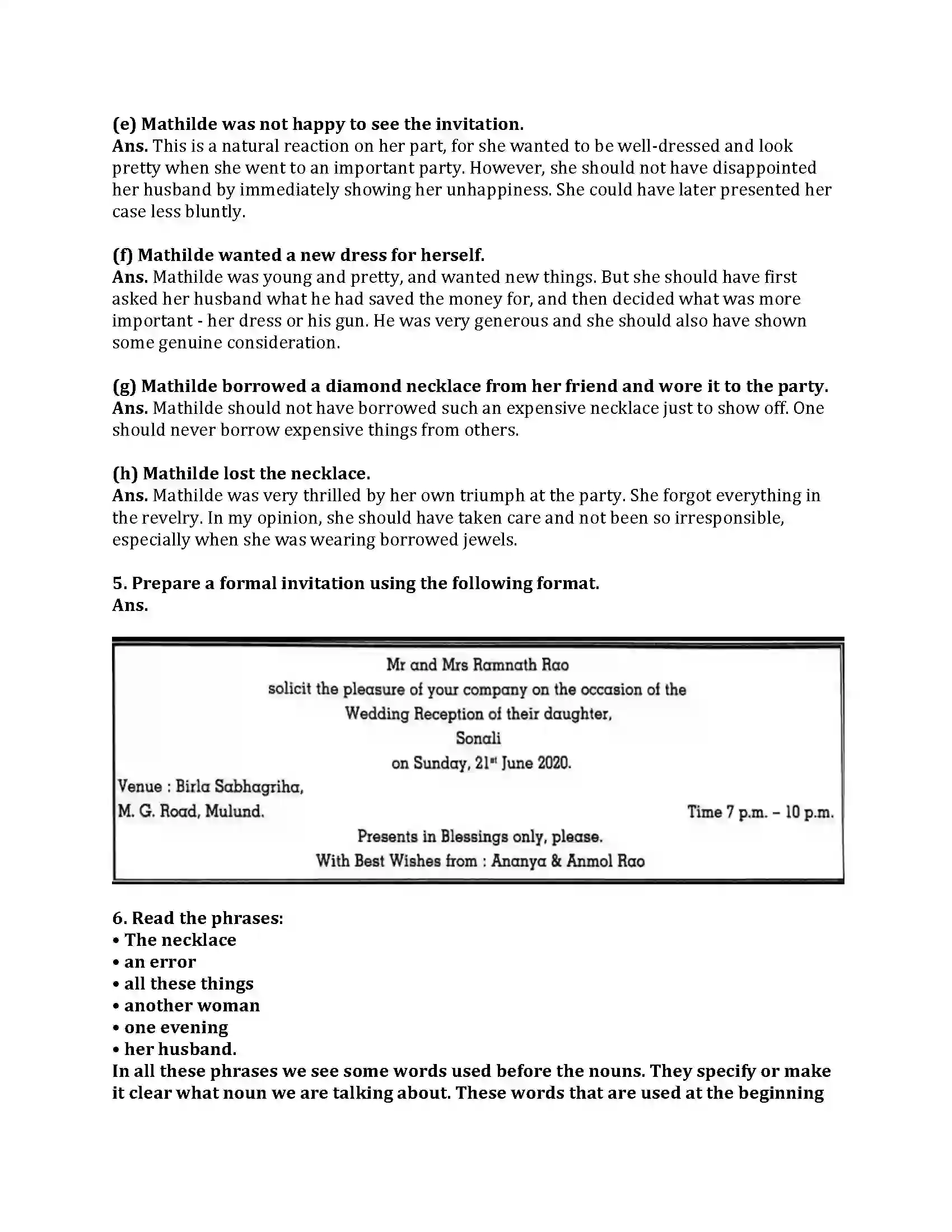 Maharashtra Board Class 9th My English Course Book 1.5 The Necklace Revision Note 3