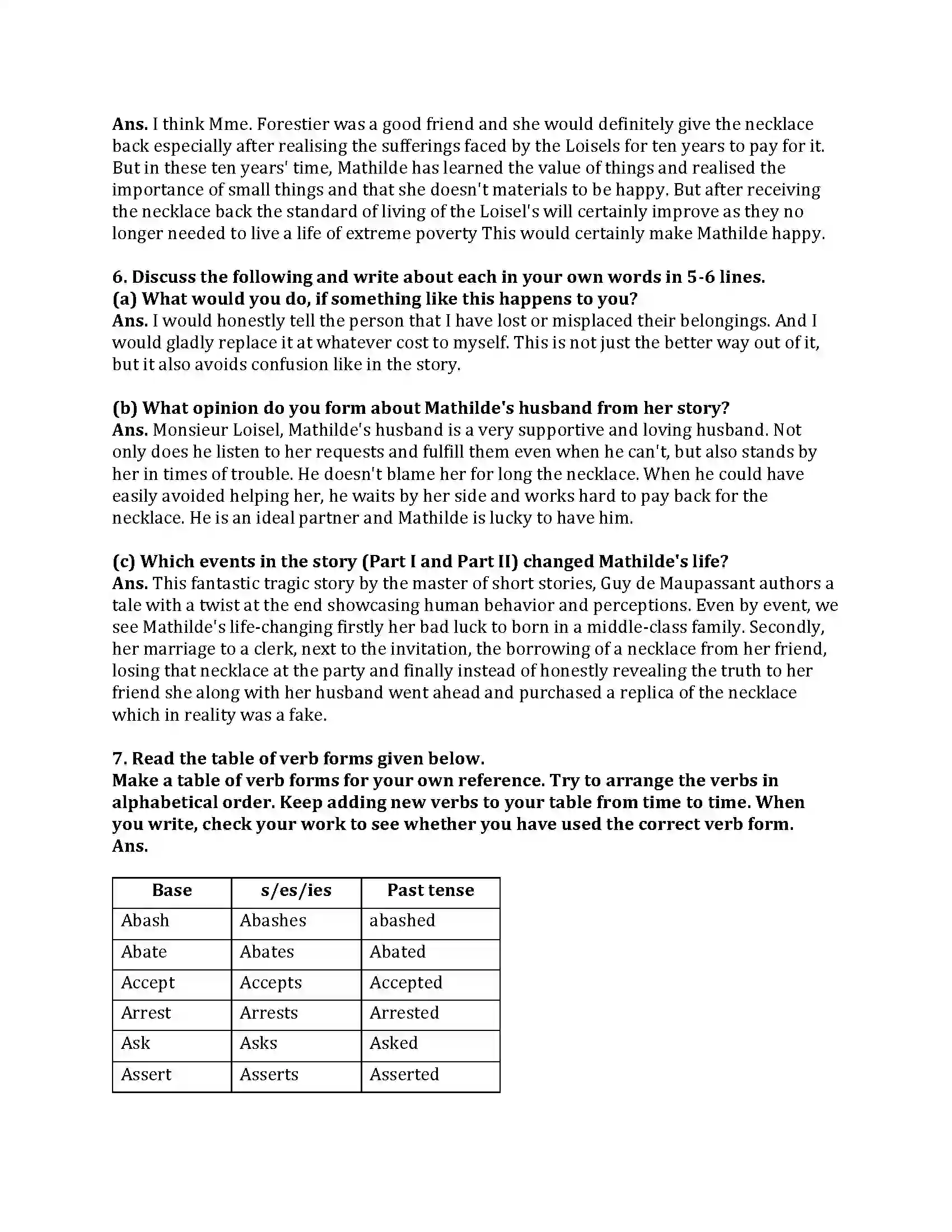 Maharashtra Board Class 9th My English Course Book 1.5 The Necklace Revision Note 7