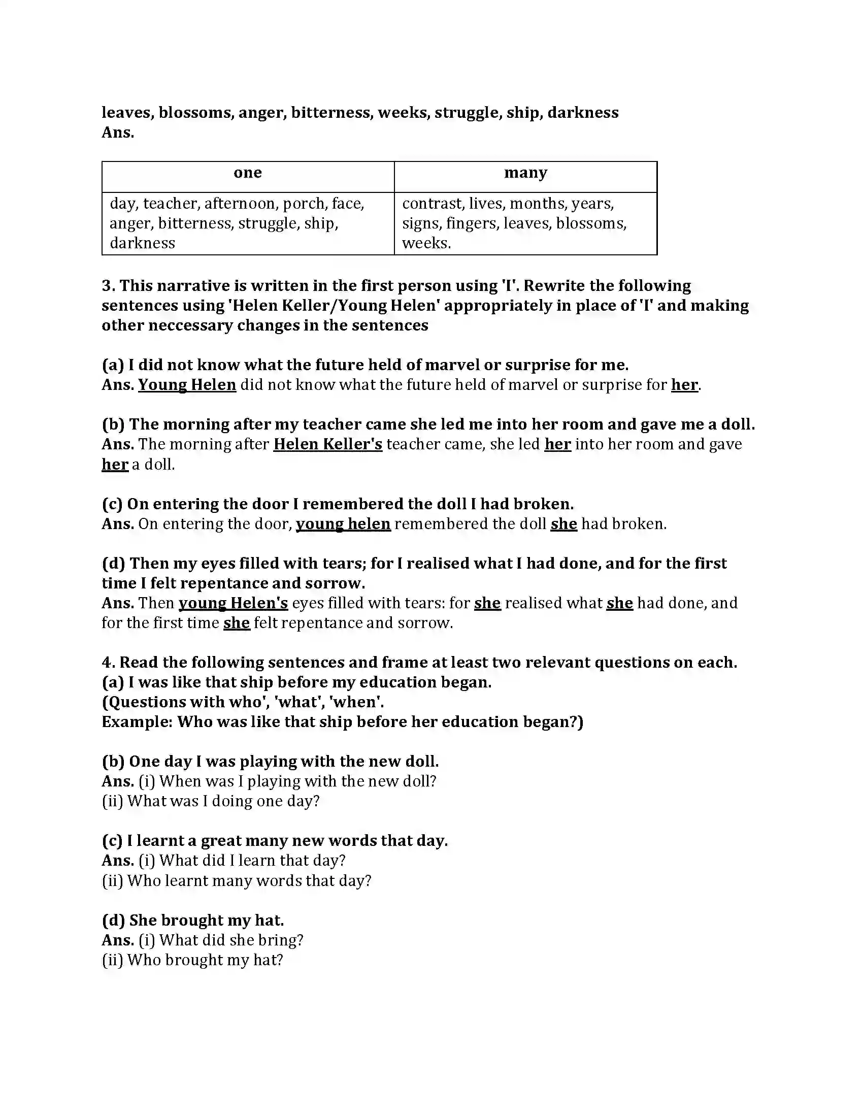 Maharashtra Board Class 9th My English Course Book 2.2 Helen Keller and Anne Sullivan Revision Note 3