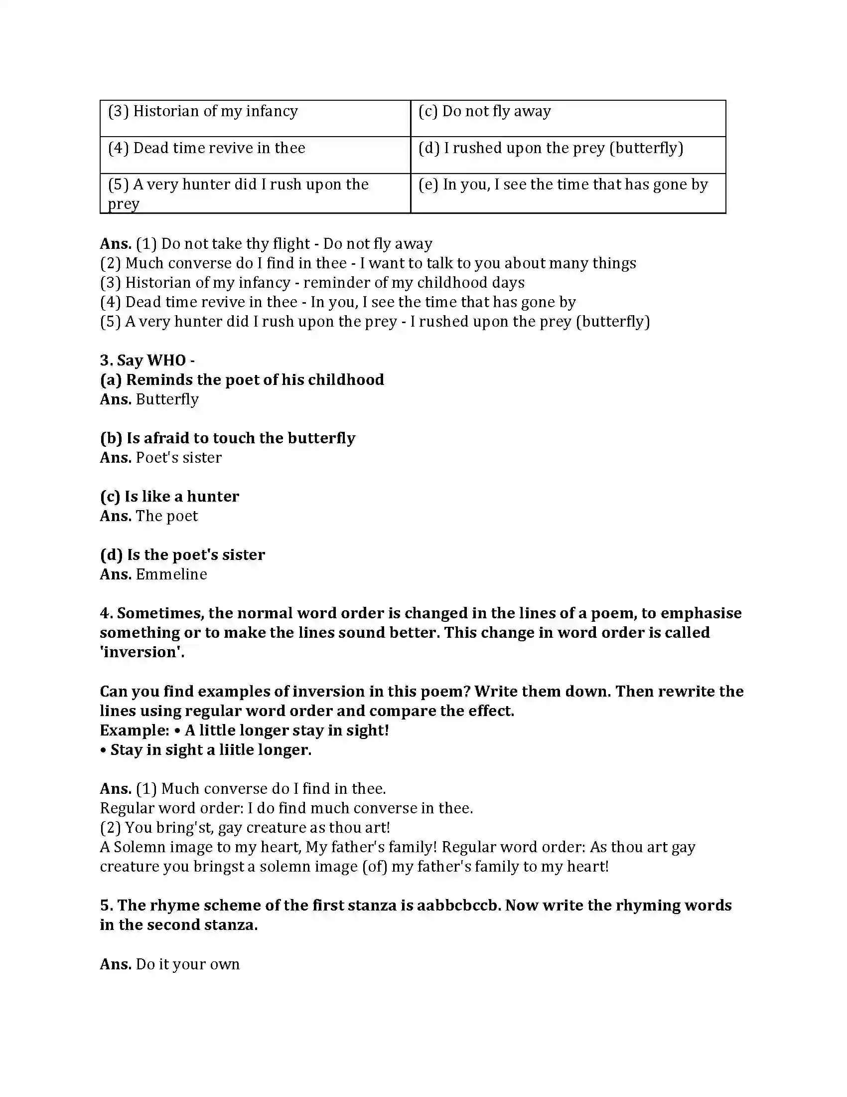 Maharashtra Board Class 9th My English Course Book 3.3 To a Butterfly Revision Note 2