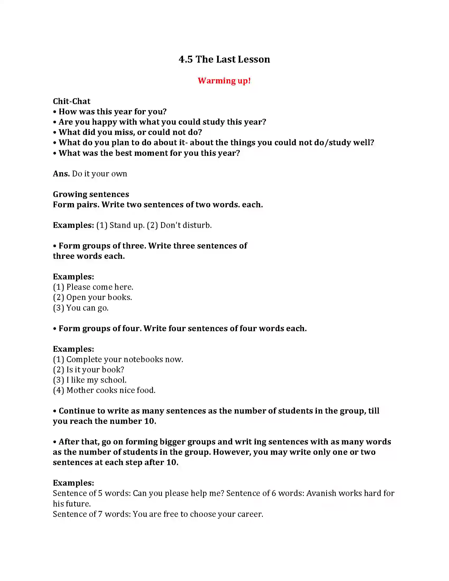 Maharashtra Board Class 9th My English Course Book 4.5 The Last Lesson Revision Note 1