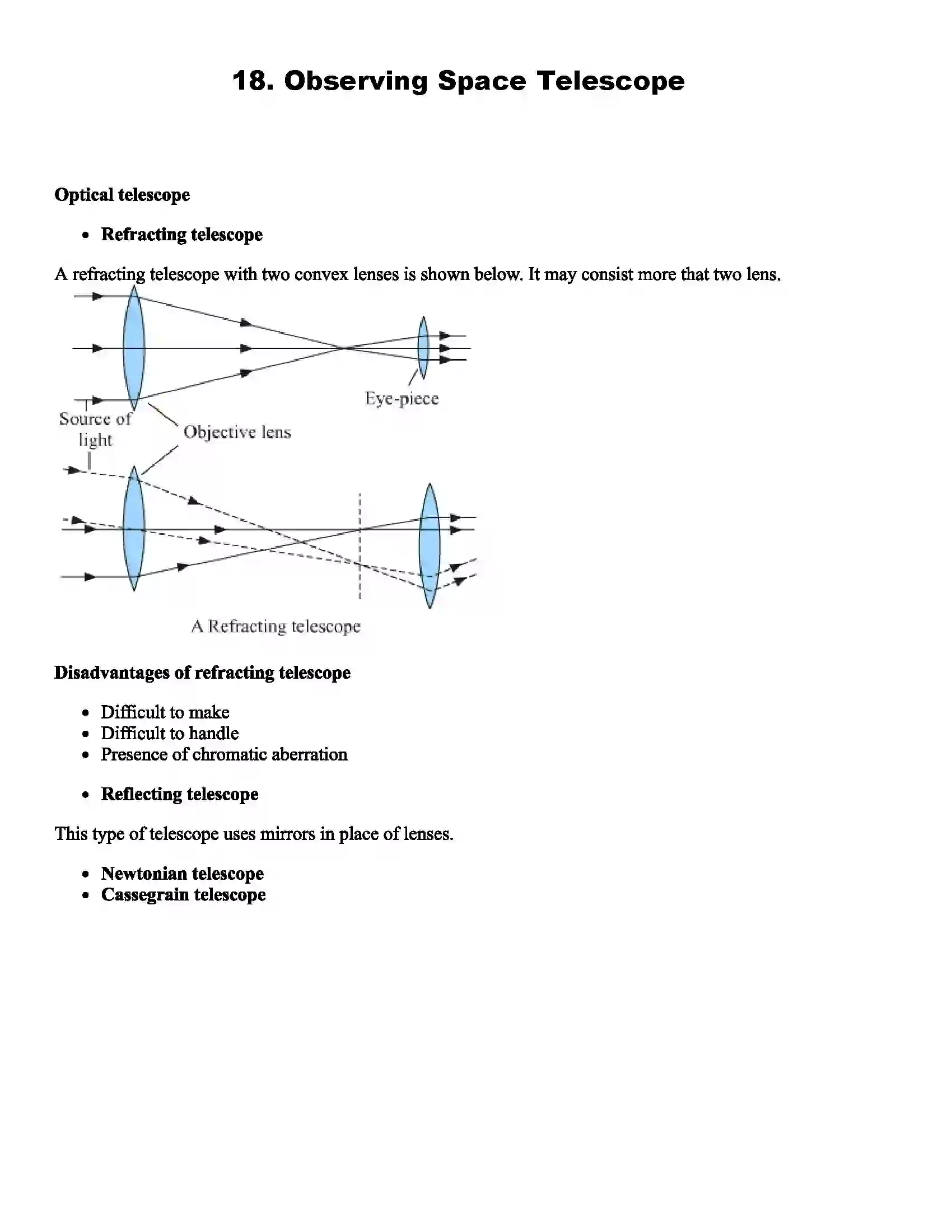 Maharashtra Board Class 9th Science Observing Space Telescope Revision Note 1